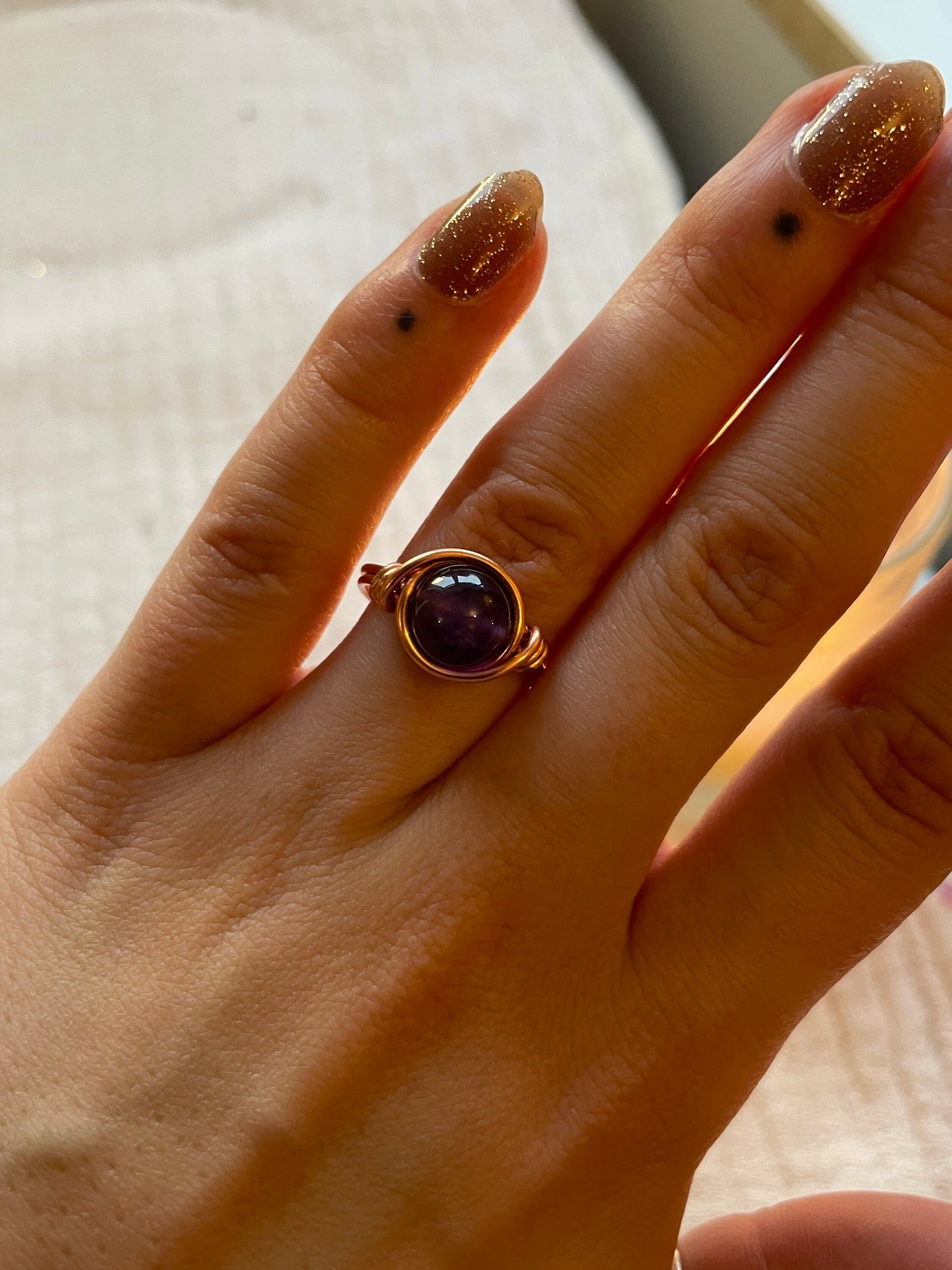 Amethyst ring, Wire wrapped, Healing crystal, February Birthstone, Gift for her