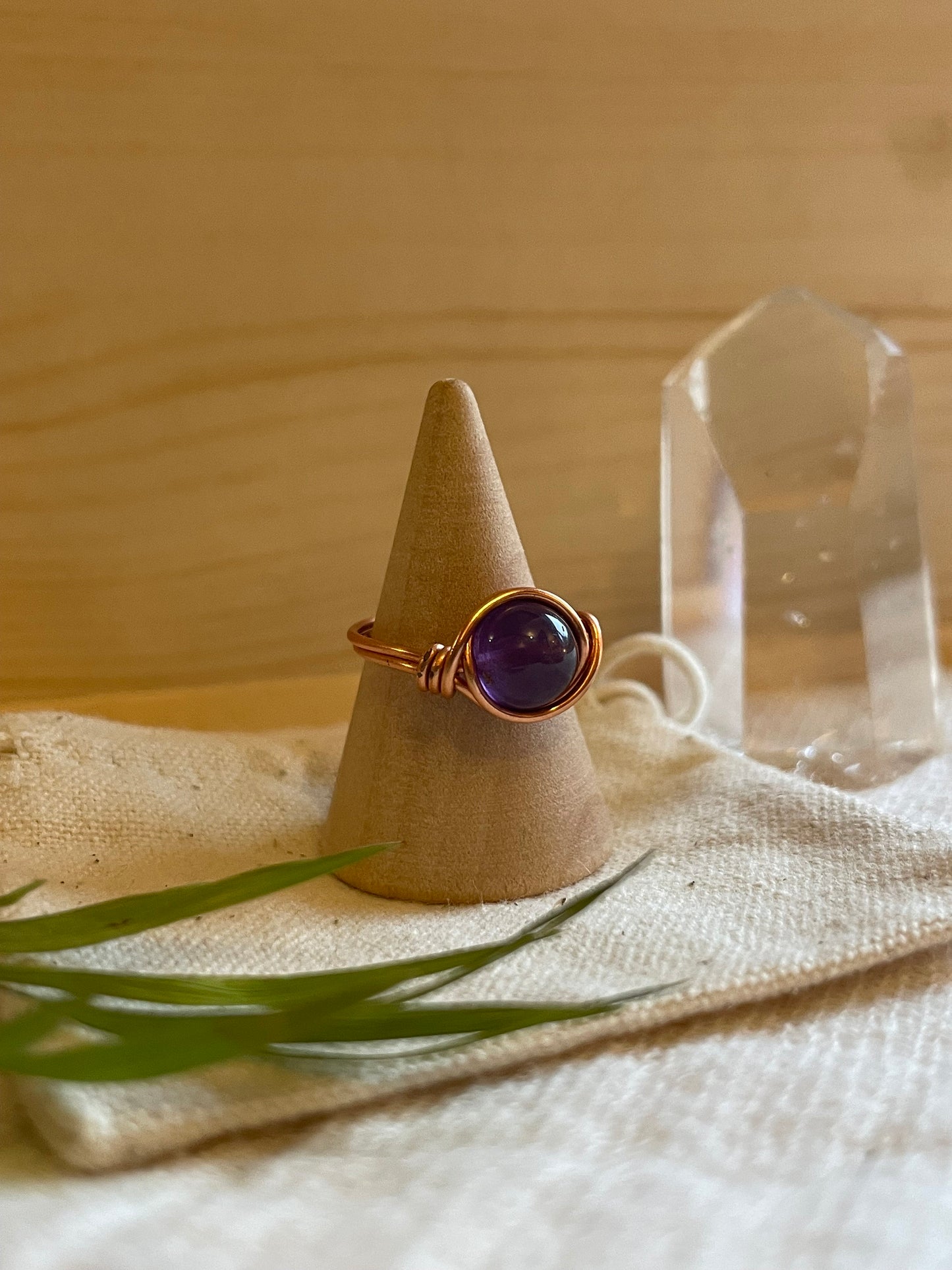 Amethyst ring, Wire wrapped, Healing crystal, February Birthstone, Gift for her