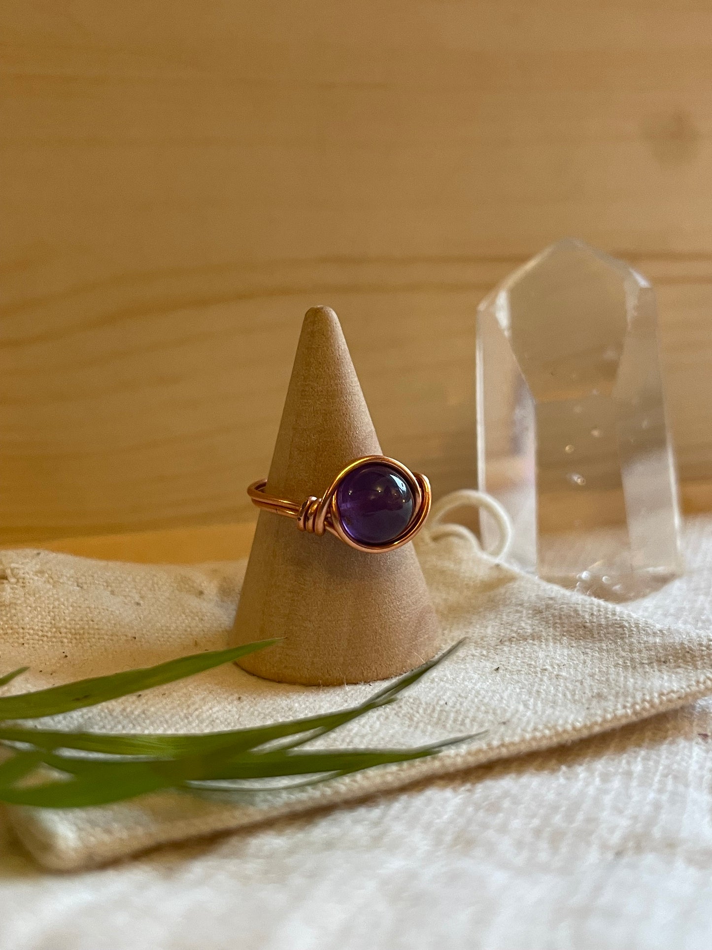 Amethyst ring, Wire wrapped, Healing crystal, February Birthstone, Gift for her