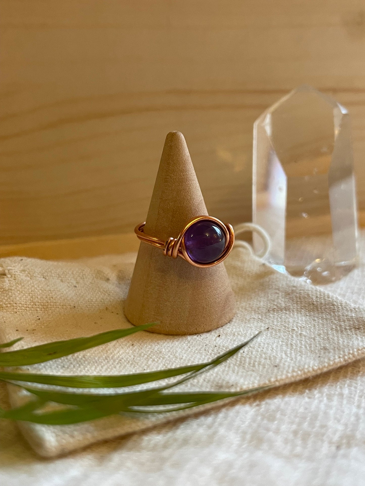 Amethyst ring, Wire wrapped, Healing crystal, February Birthstone, Gift for her