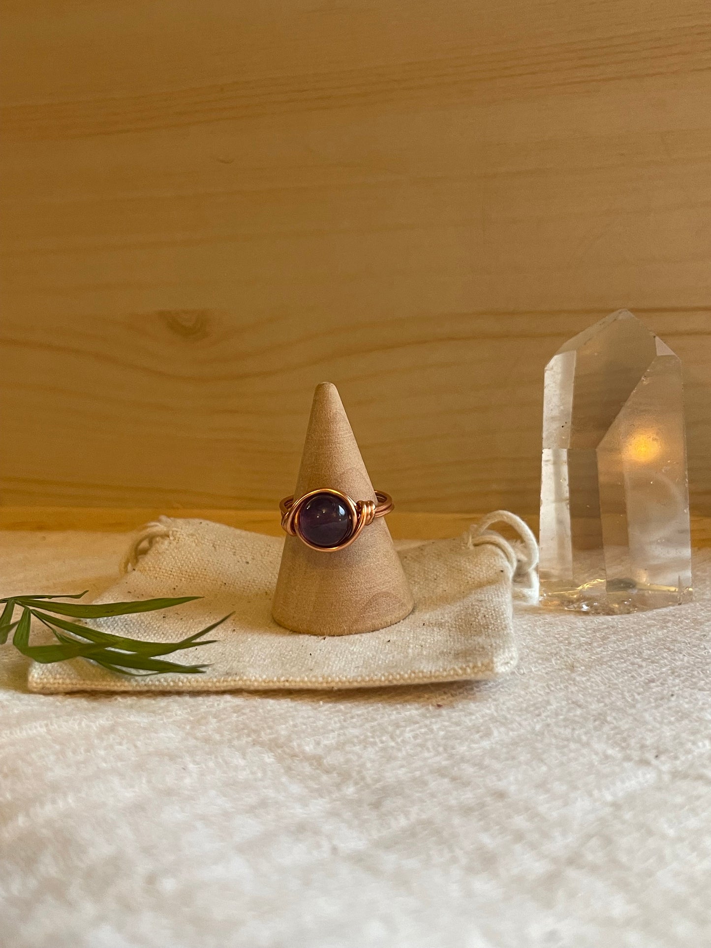 Amethyst ring, Wire wrapped, Healing crystal, February Birthstone, Gift for her