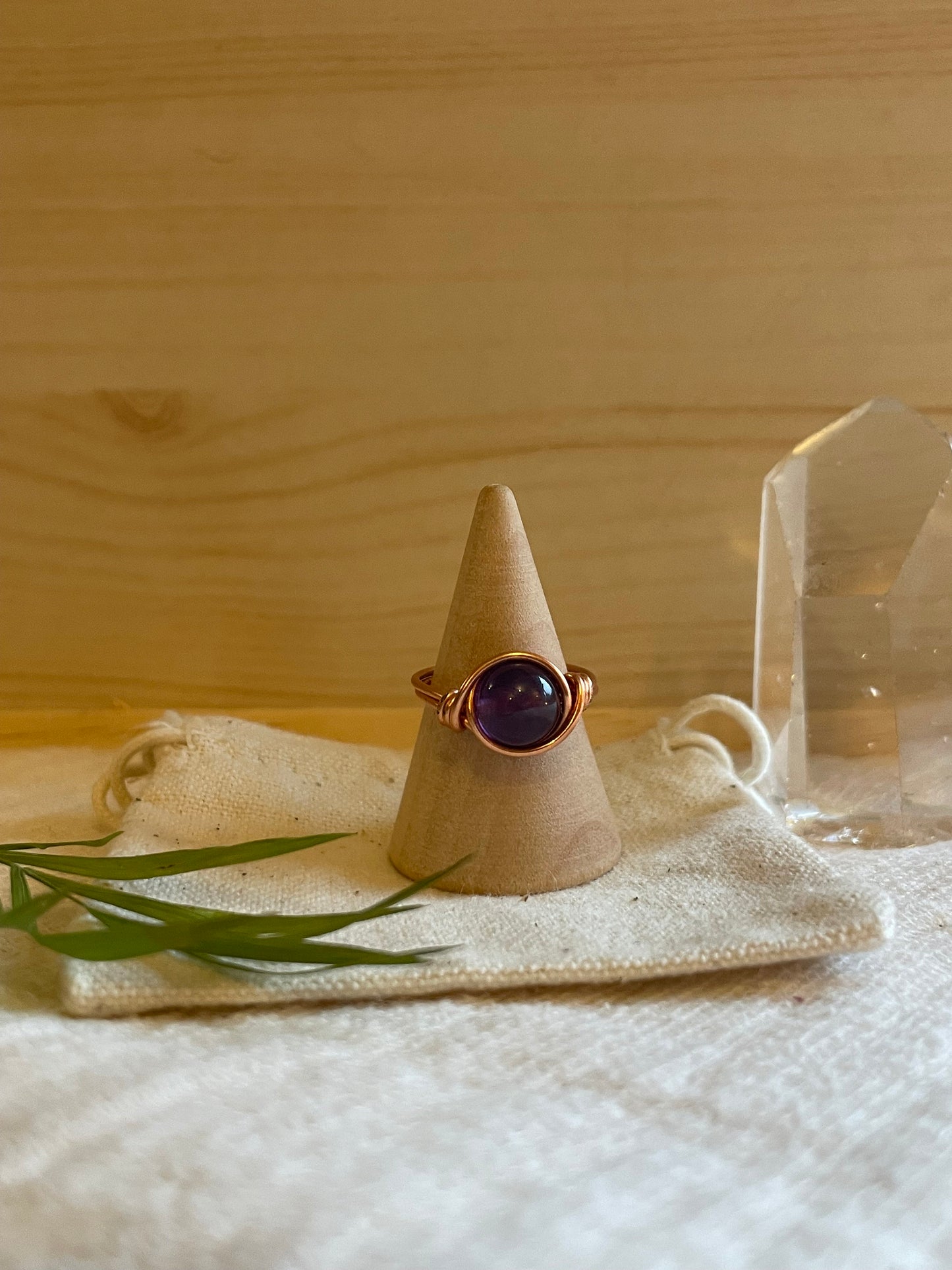 Amethyst ring, Wire wrapped, Healing crystal, February Birthstone, Gift for her