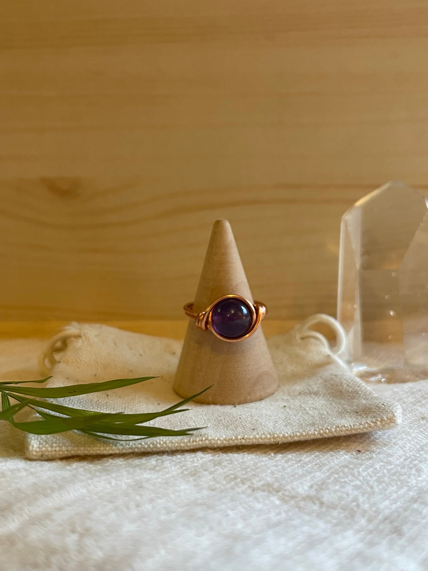 Amethyst ring, Wire wrapped, Healing crystal, February Birthstone, Gift for her