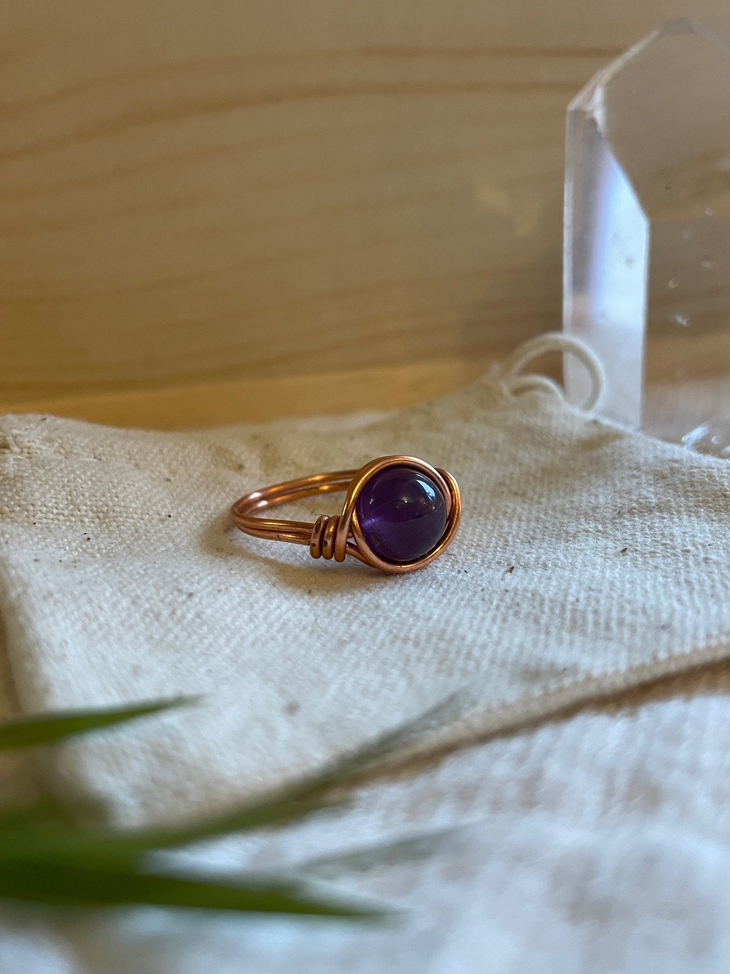 Amethyst ring, Wire wrapped, Healing crystal, February Birthstone, Gift for her