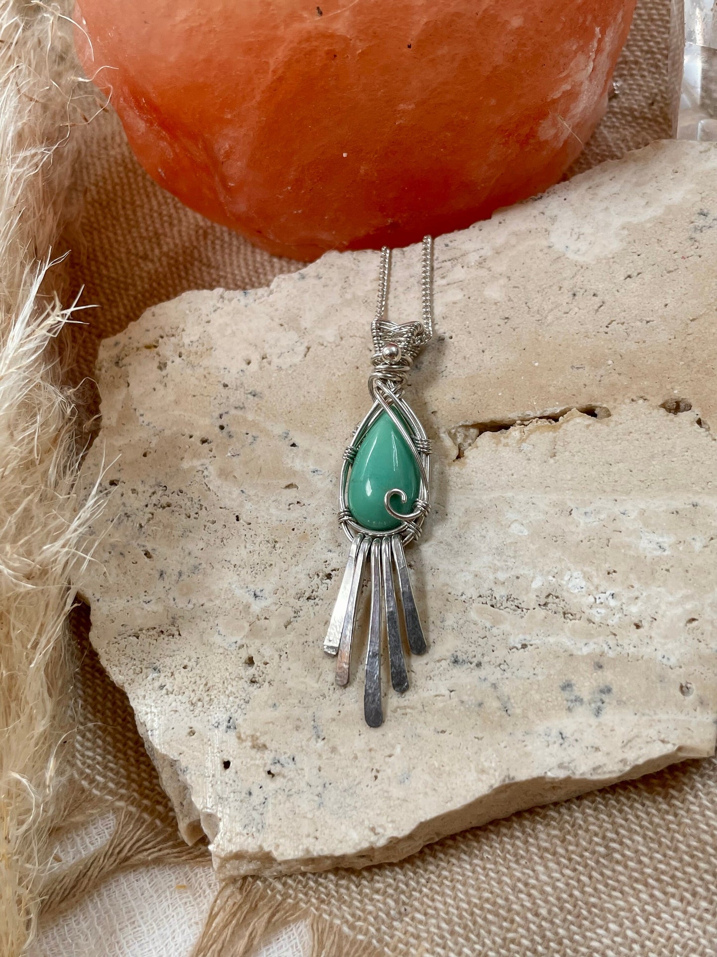 Sleeping Beauty Turquoise in Sterling Silver, December Birthstone, Tassel Fringe necklace