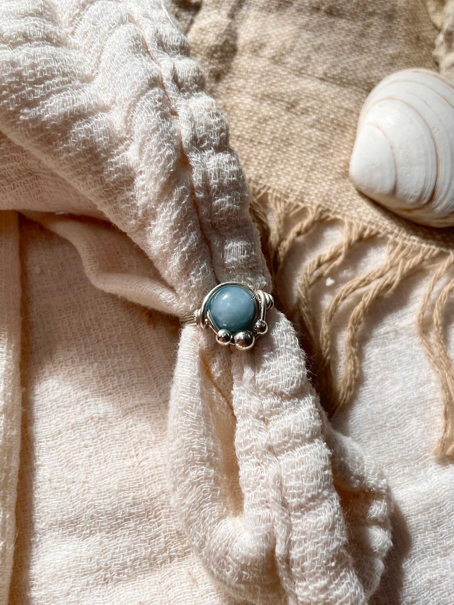 Sterling silver Aquamarine ring, wire wrapped, hippie boho style, gift for her