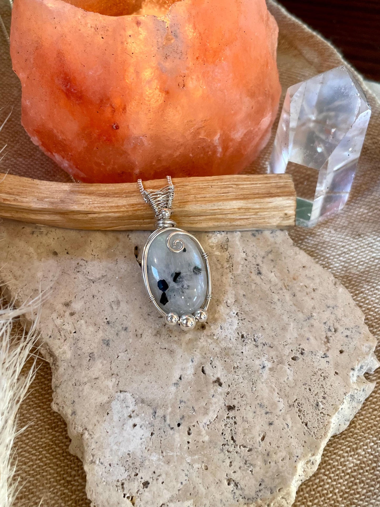 Rainbow Moonstone in Sterling Silver necklace, Minimal dainty jewellery, June Birthstone