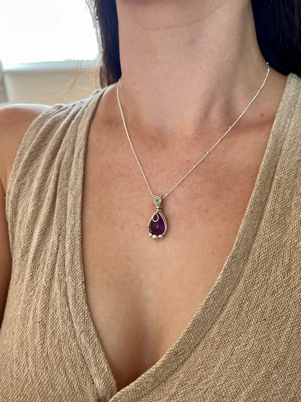 Amethyst in Sterling Silver necklace