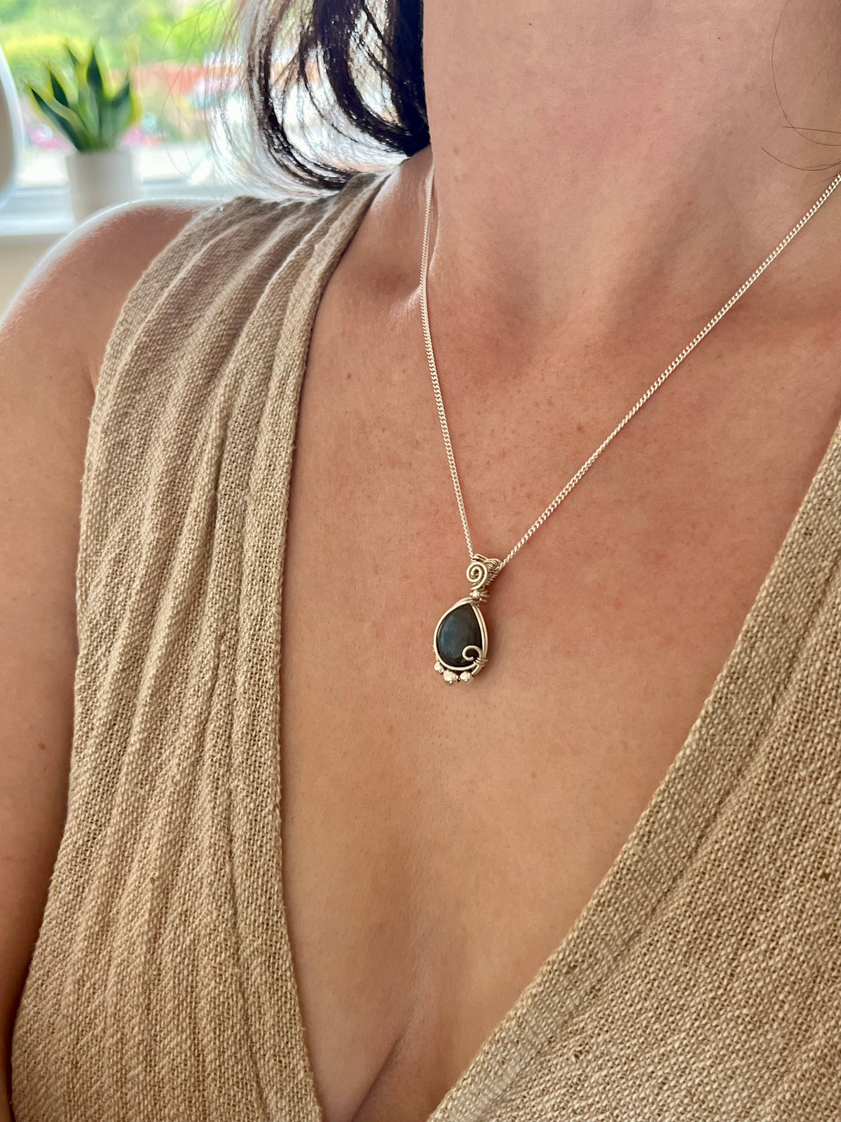 Hand made Labradorite Sterling Silver necklace