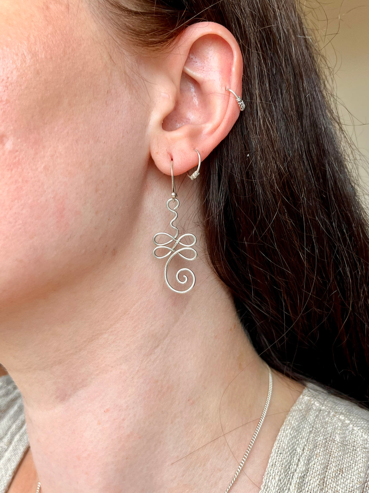 Sterling Silver Unalome Earrings