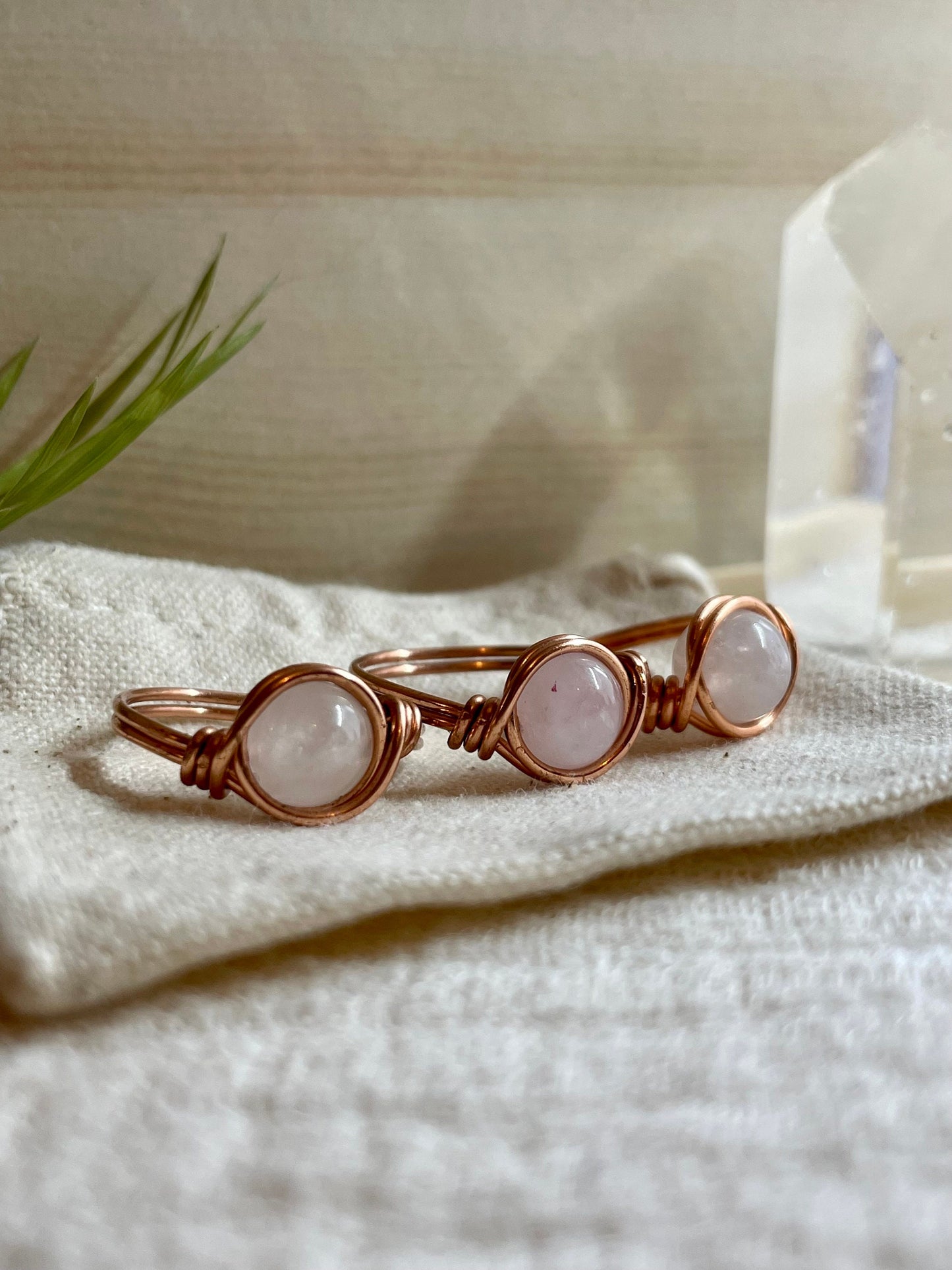 Rose Quartz ring, Girlfriend gift, Boho style, Valentine's Day gift, Crystal lover