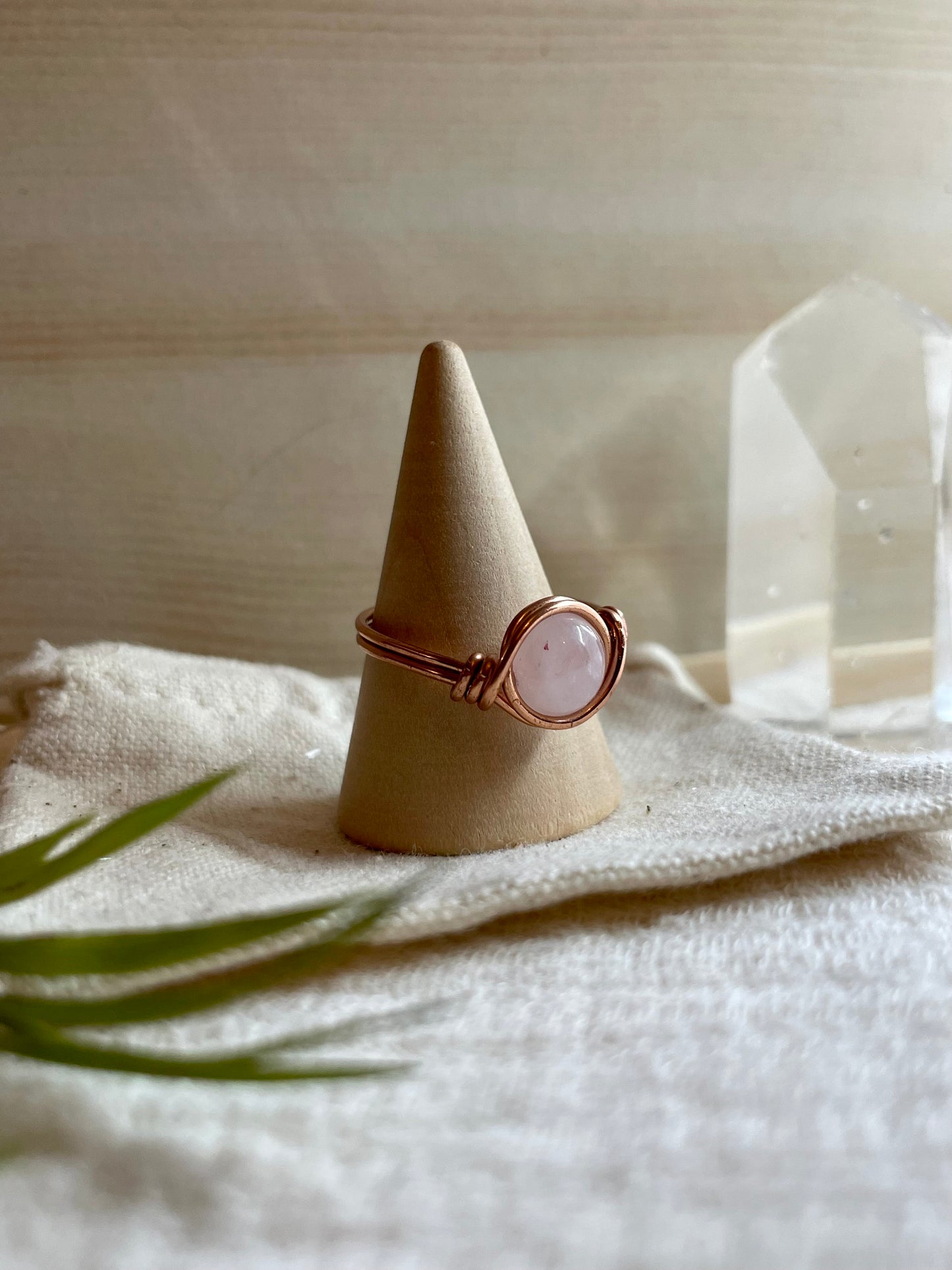 Rose Quartz ring, Girlfriend gift, Boho style, Valentine's Day gift, Crystal lover