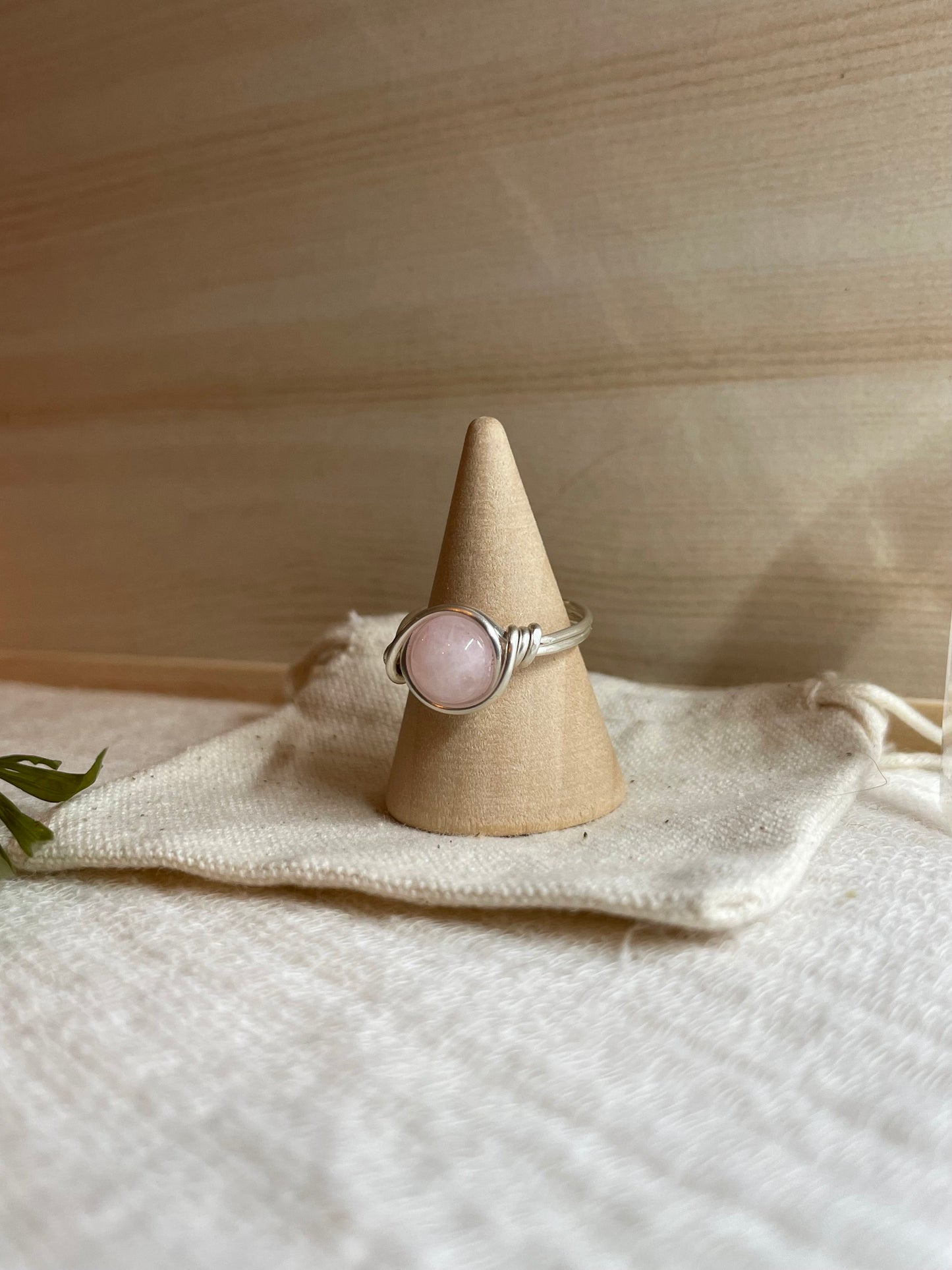 Sterling Silver Rose Quartz ring, wire wrapped, boho gift for her, love and passion