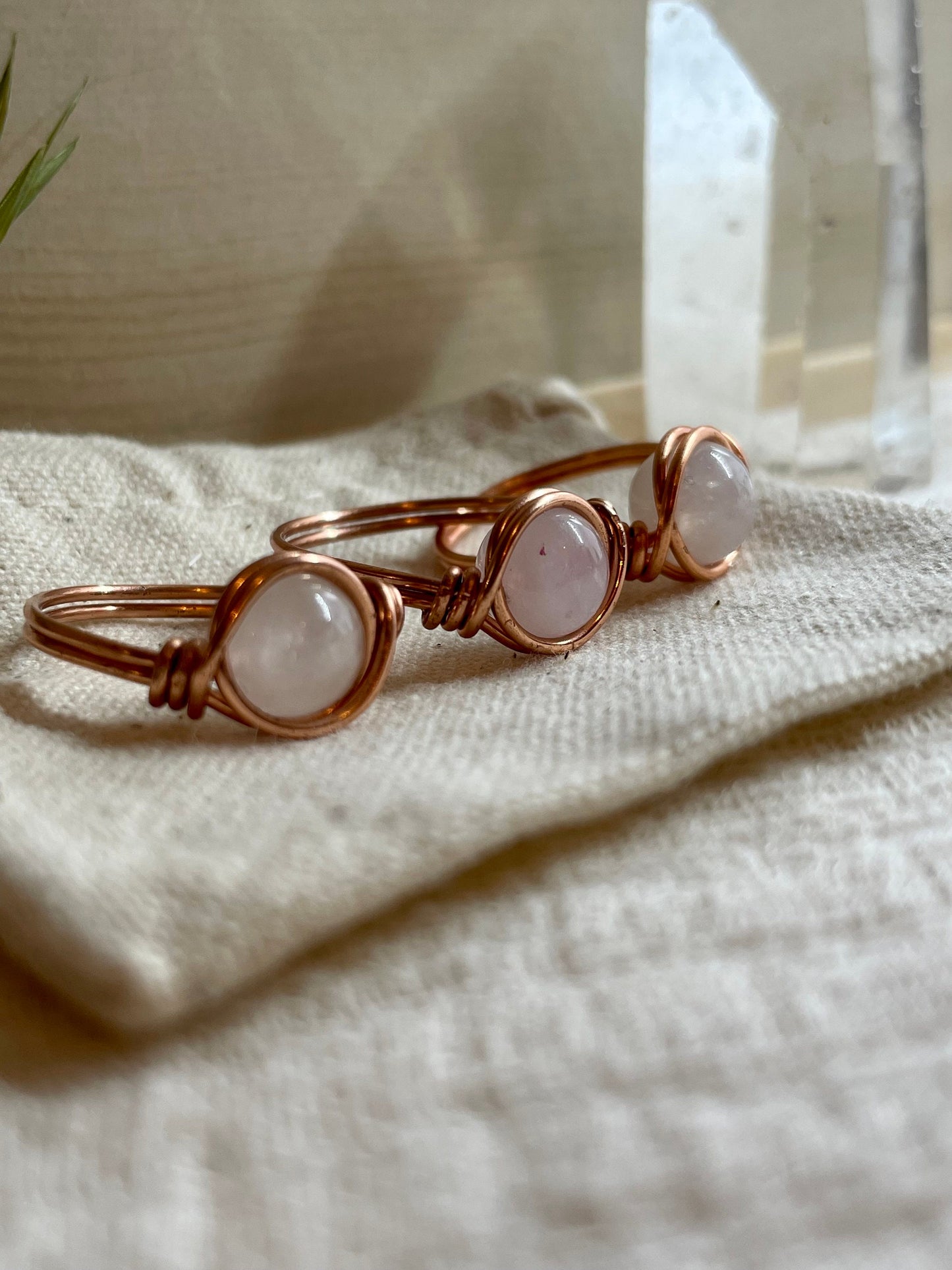 Rose Quartz ring, Girlfriend gift, Boho style, Valentine's Day gift, Crystal lover