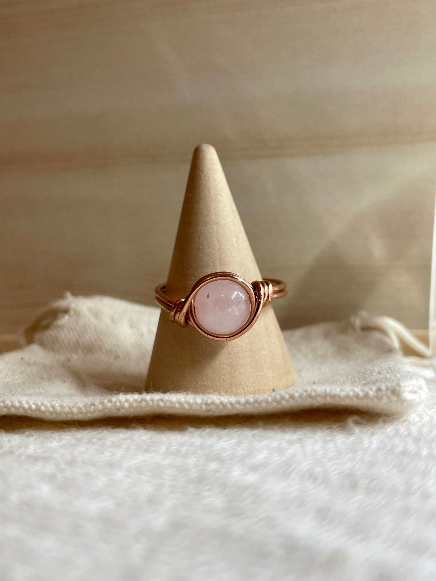Rose Quartz ring, Girlfriend gift, Boho style, Valentine's Day gift, Crystal lover