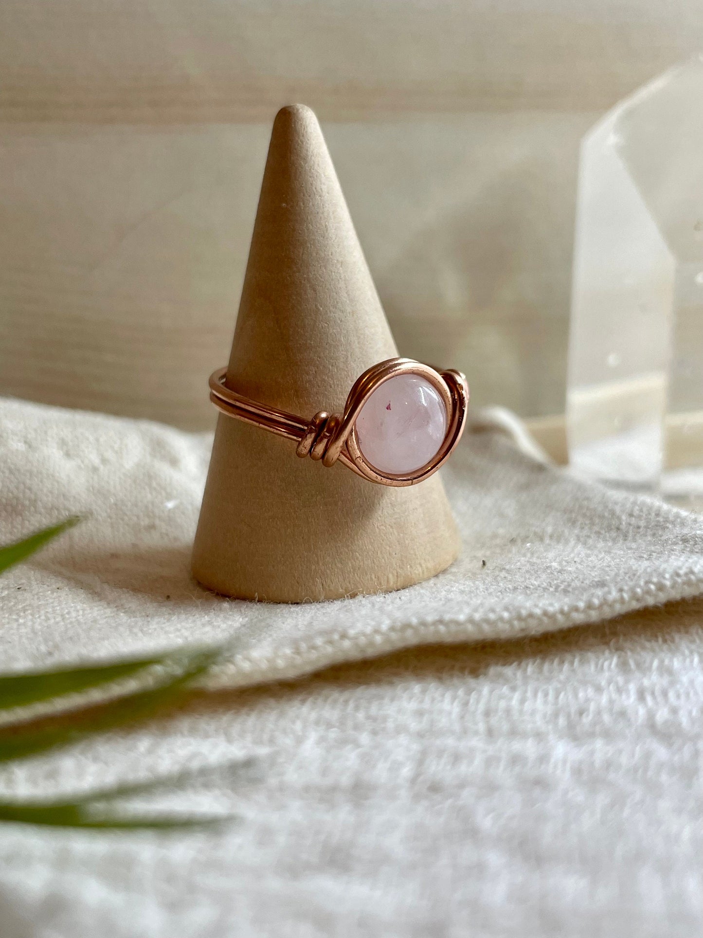 Rose Quartz ring, Girlfriend gift, Boho style, Valentine's Day gift, Crystal lover