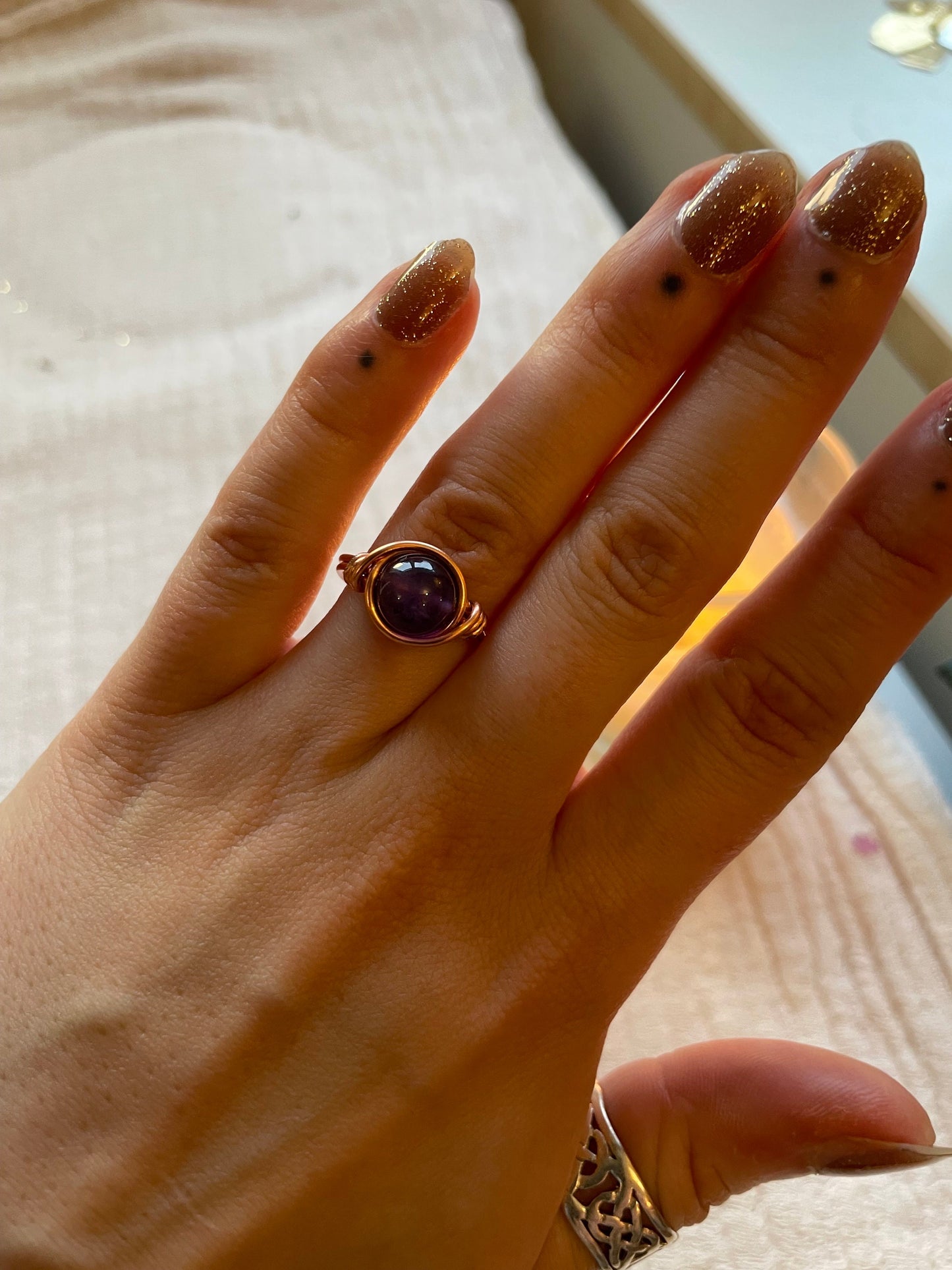 Amethyst ring, Wire wrapped, Healing crystal, February Birthstone, Gift for her