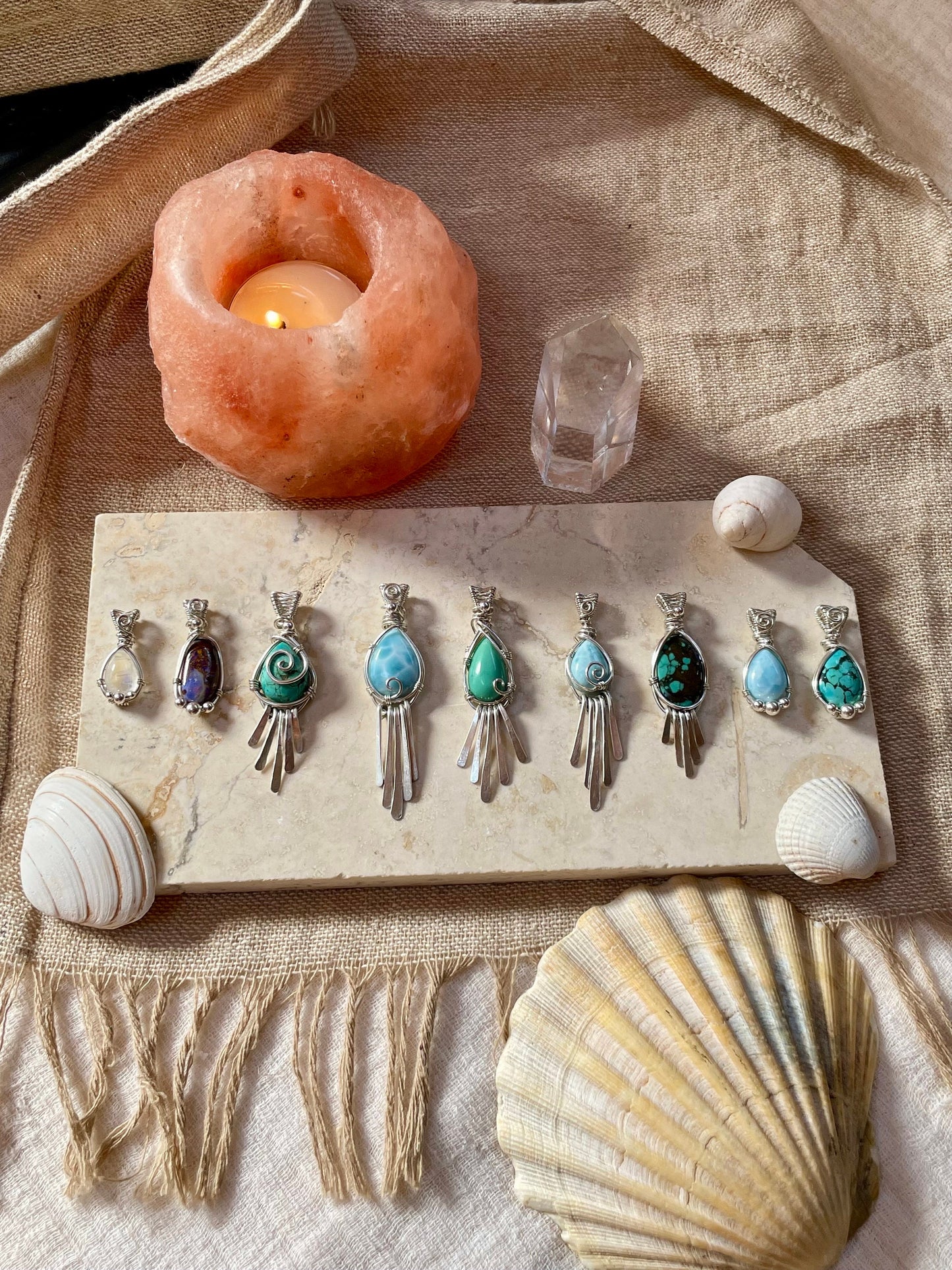 Turquoise in Sterling Silver necklace, Tassel Fringe Pendant, December Birthstone, Gift for her