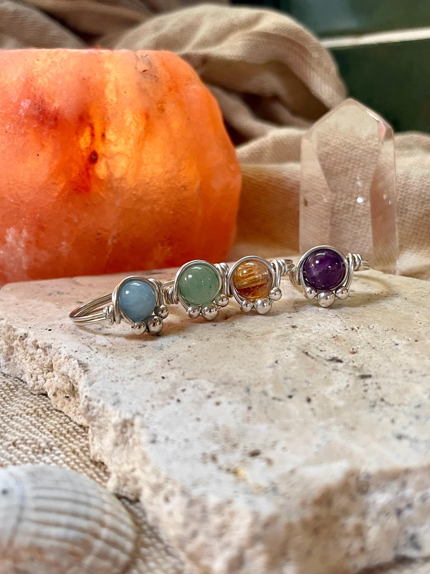 Sterling silver Rainbow Moonstone ring, Wire wrapped, Bohemian ring, Gift for her, Hippie style
