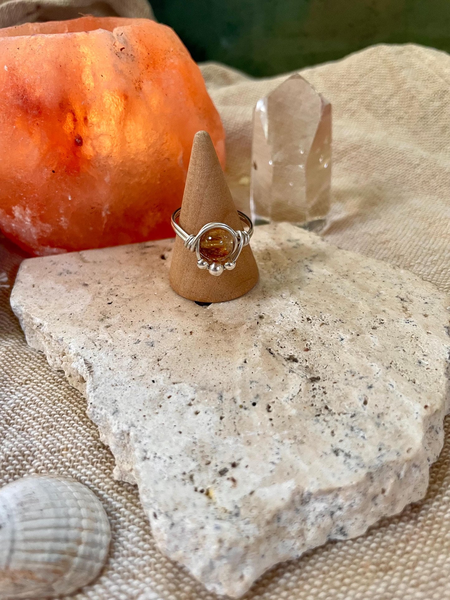 Sterling silver Citrine ring, Wire wrapped, Bohemian ring, Gift for her, Hippie style