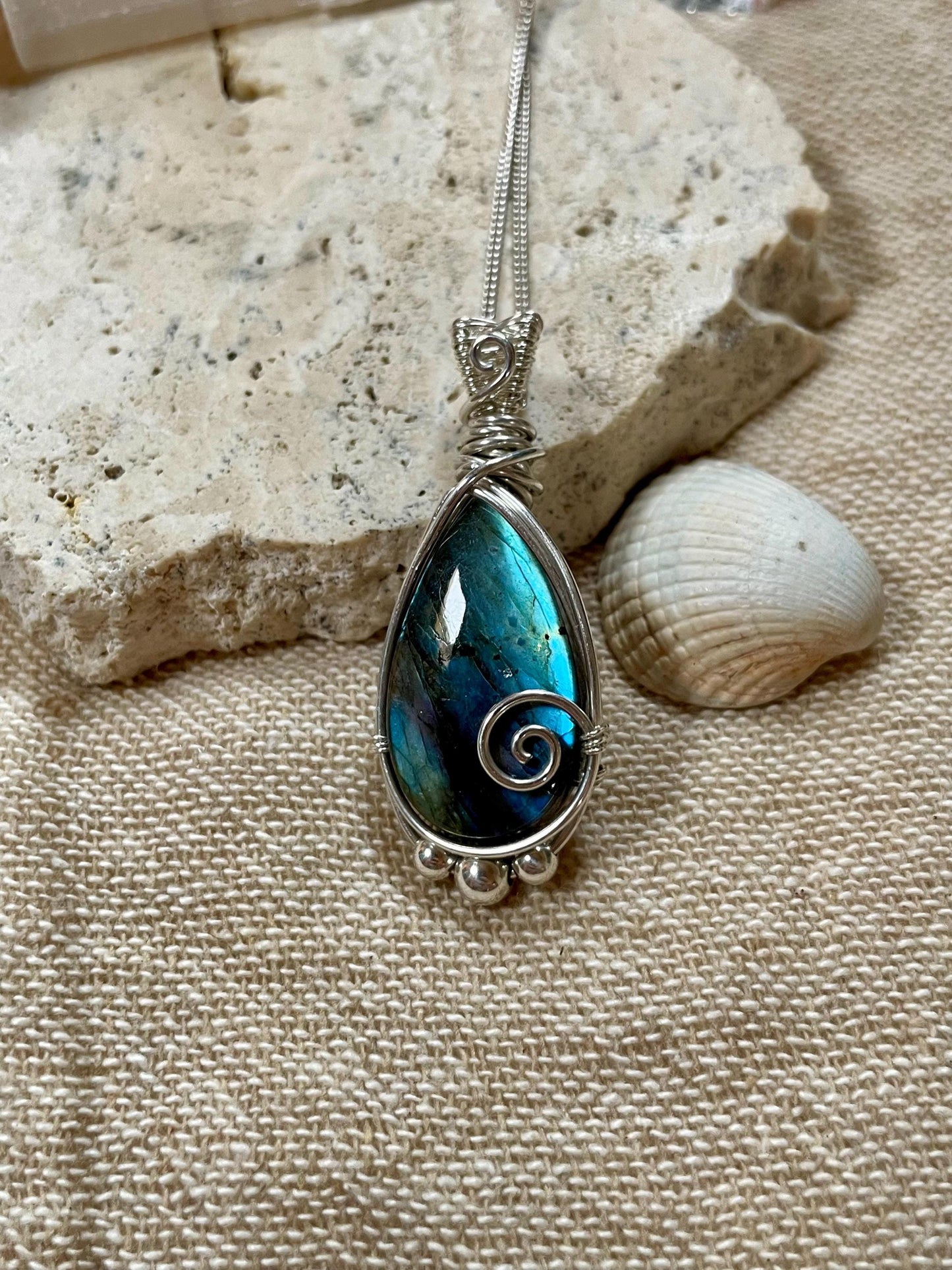 Hand made Labradorite Sterling Silver necklace, Libra crystal, Gift for her