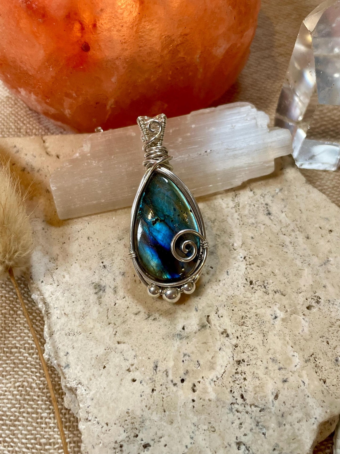 Hand made Labradorite Sterling Silver necklace, Libra crystal, Gift for her