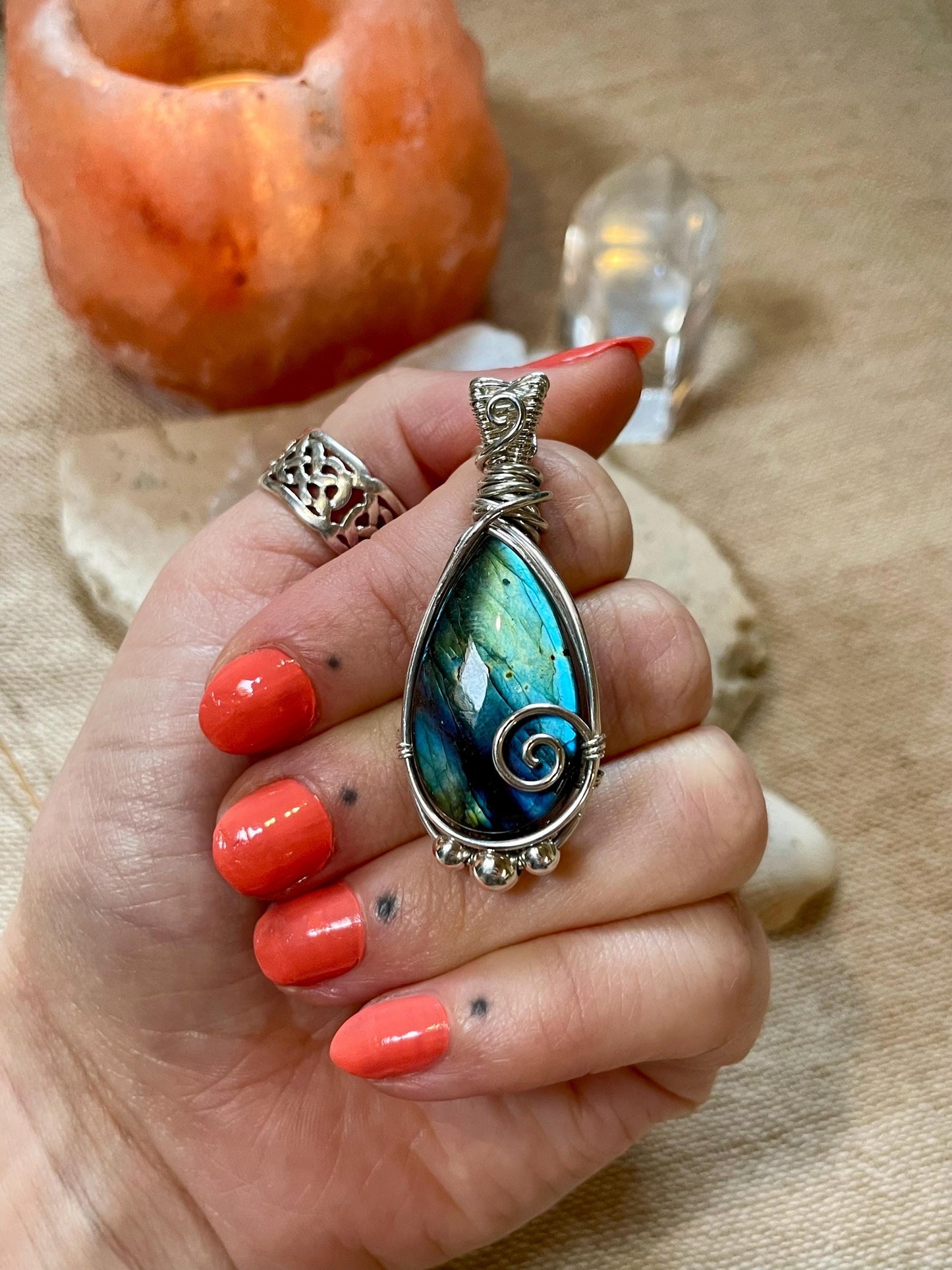 Hand made Labradorite Sterling Silver necklace, Libra crystal, Gift for her
