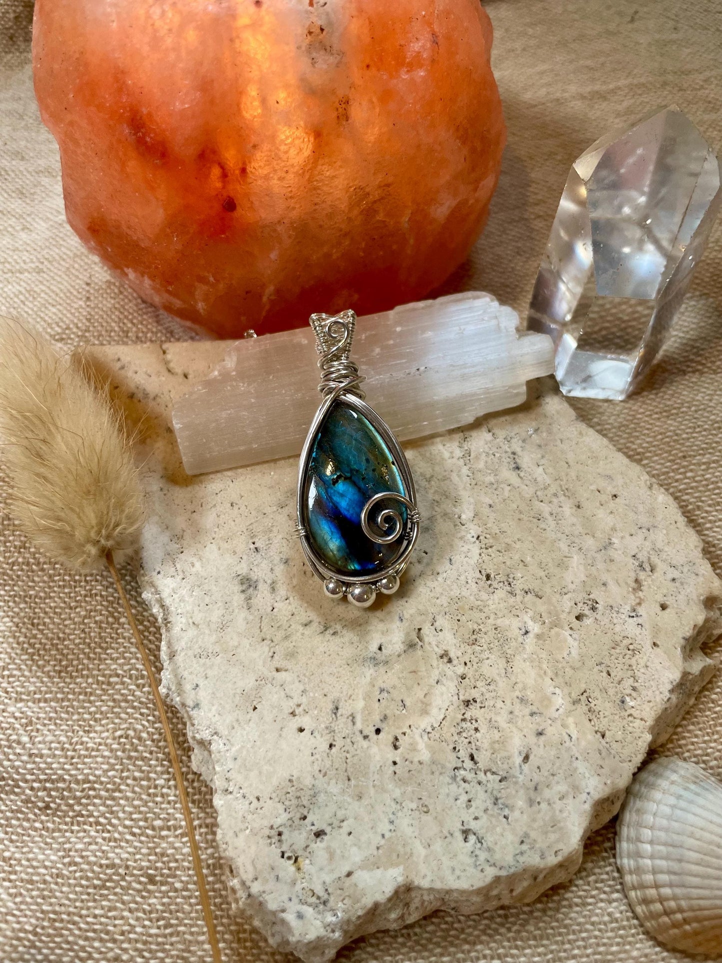 Hand made Labradorite Sterling Silver necklace, Libra crystal, Gift for her