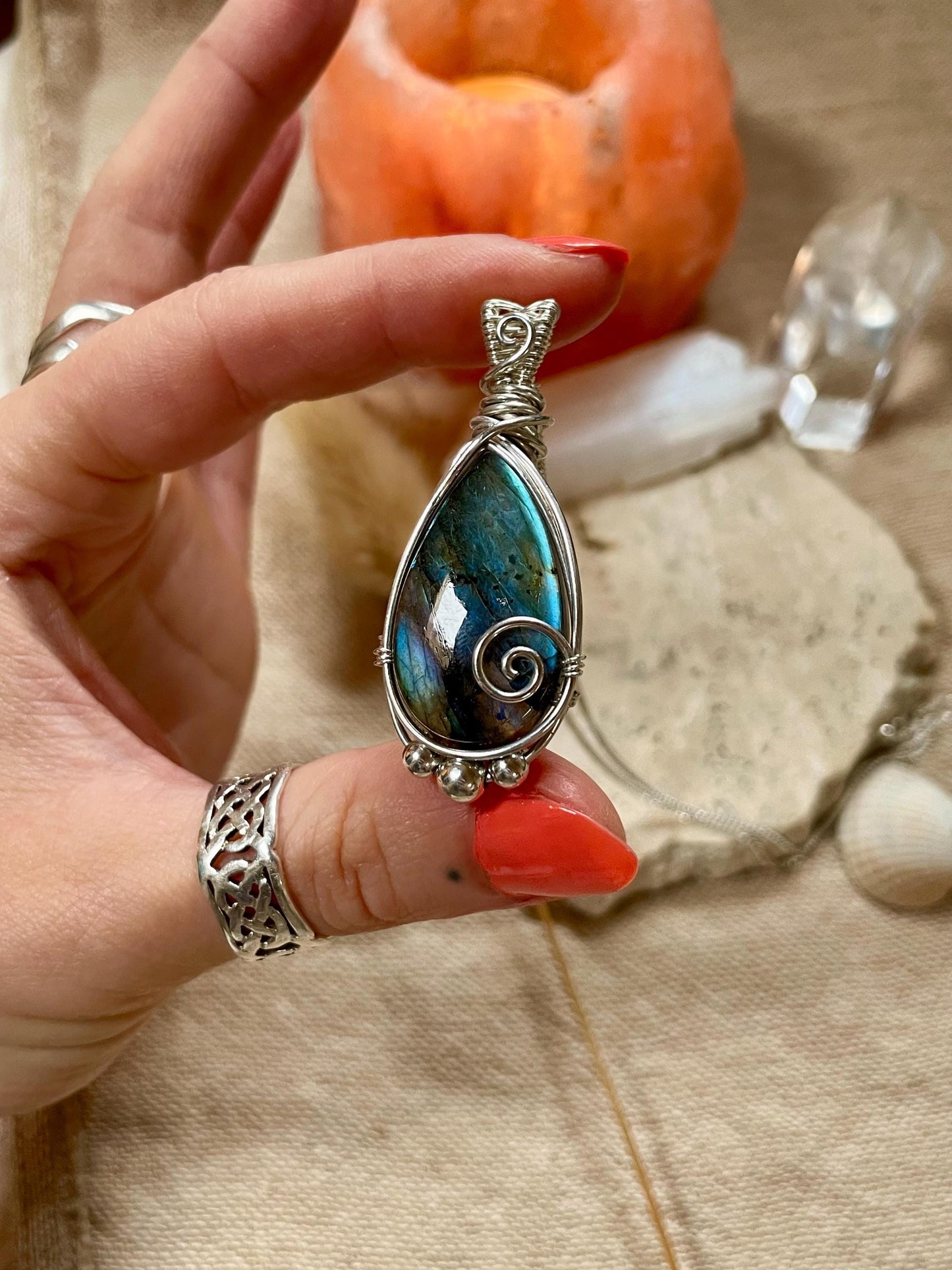 Hand made Labradorite Sterling Silver necklace, Libra crystal, Gift for her