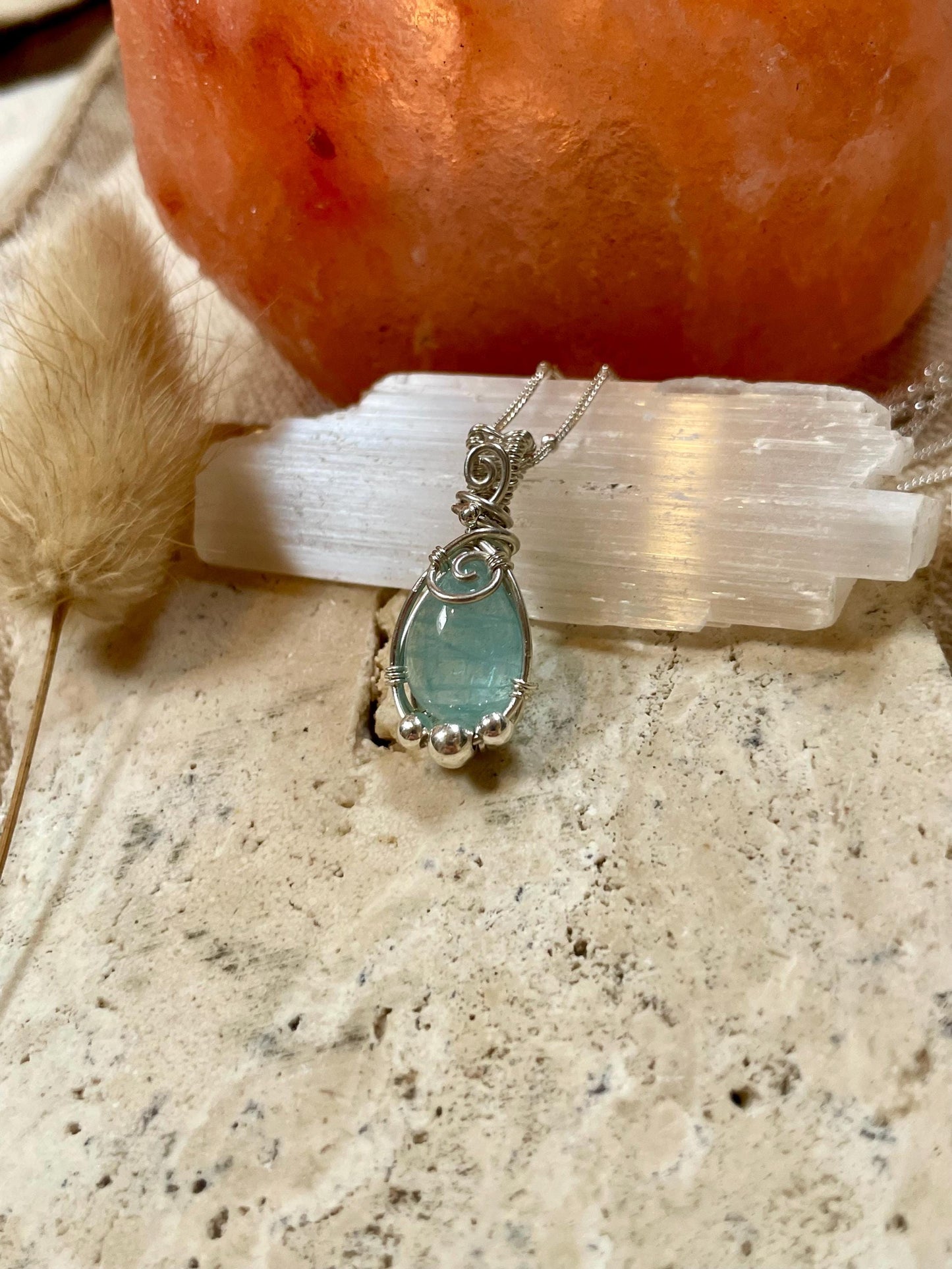 Aquamarine in Sterling Silver necklace, March birthstone, Beach inspired, Gift for her