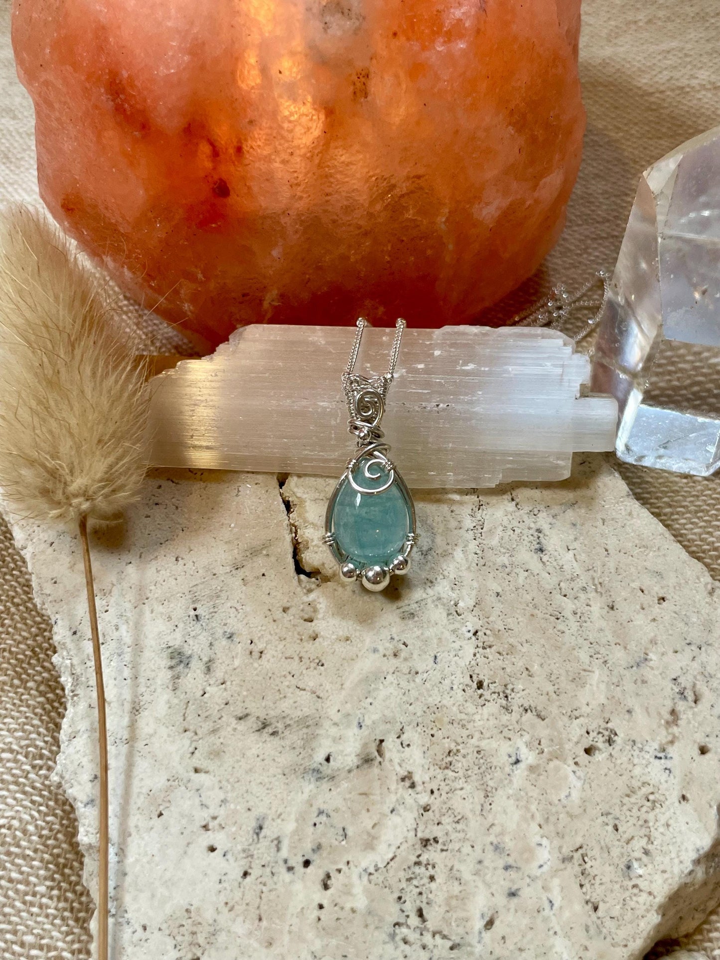 Aquamarine in Sterling Silver necklace, March birthstone, Beach inspired, Gift for her