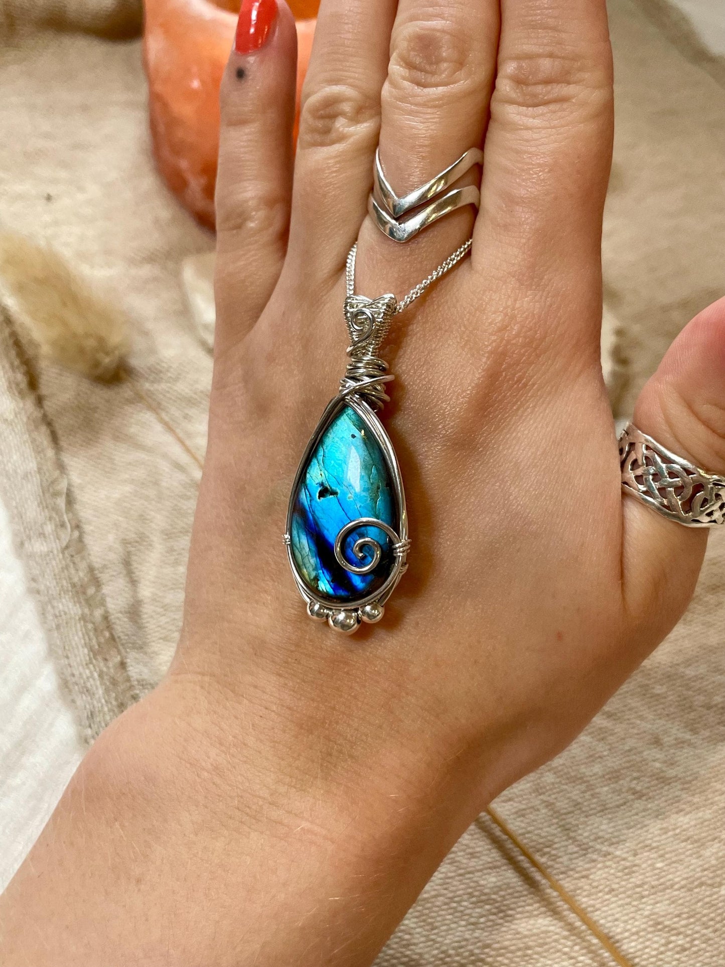 Hand made Labradorite Sterling Silver necklace, Libra crystal, Gift for her