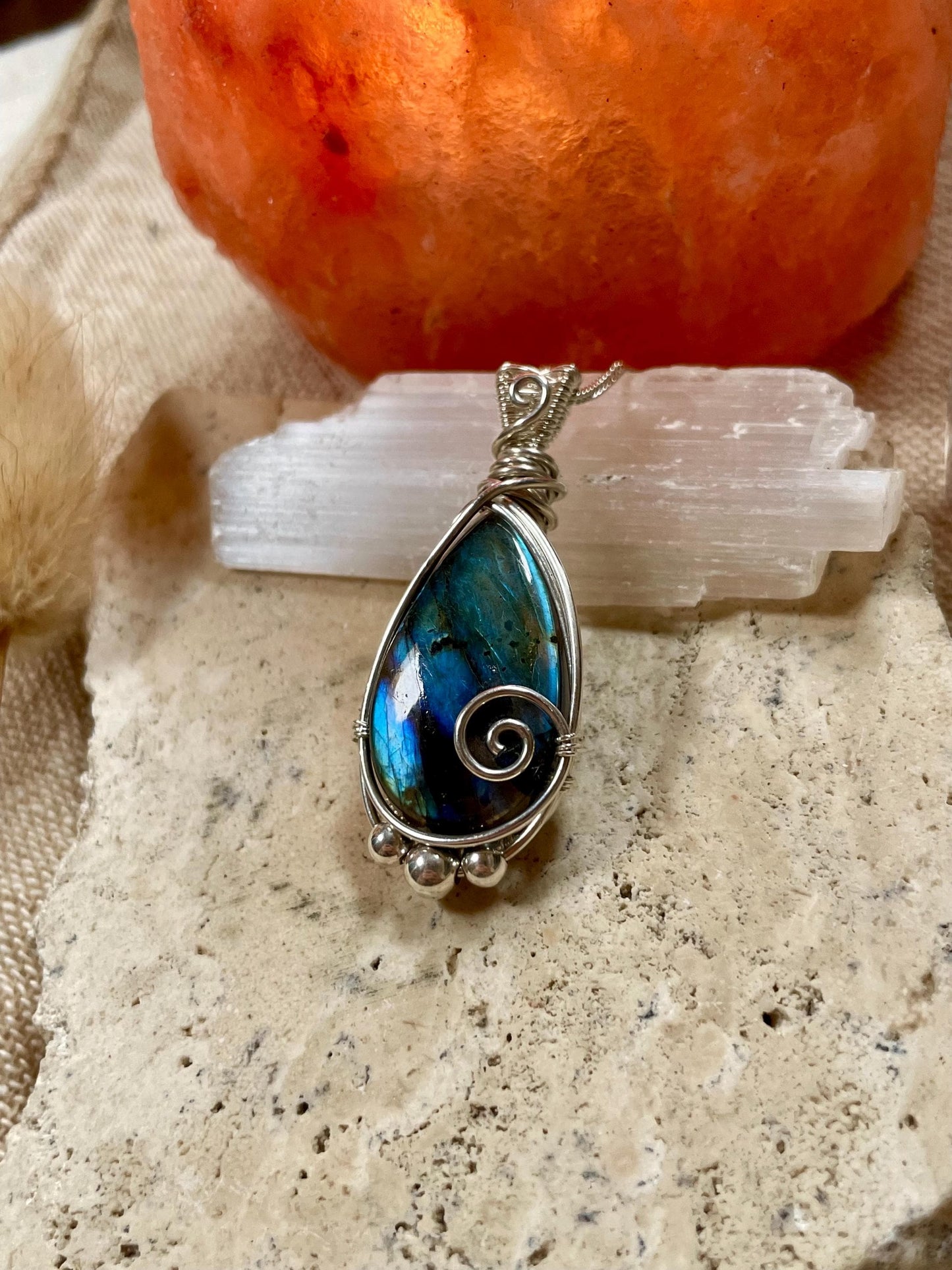 Hand made Labradorite Sterling Silver necklace, Libra crystal, Gift for her