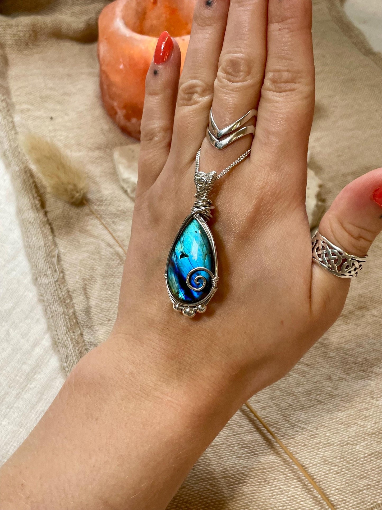 Hand made Labradorite Sterling Silver necklace, Libra crystal, Gift for her