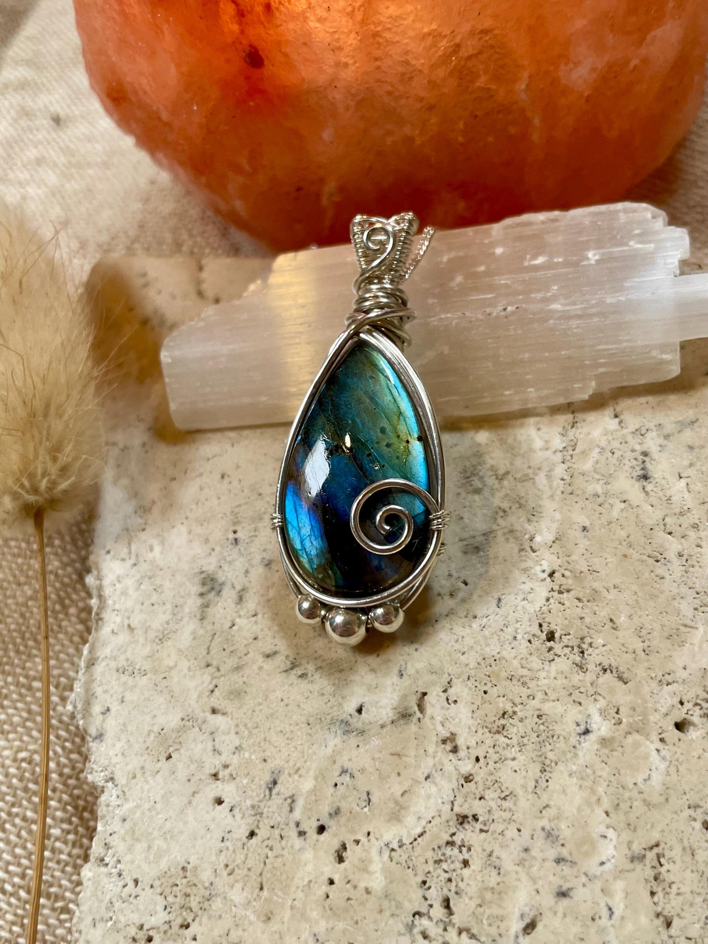 Hand made Labradorite Sterling Silver necklace, Libra crystal, Gift for her