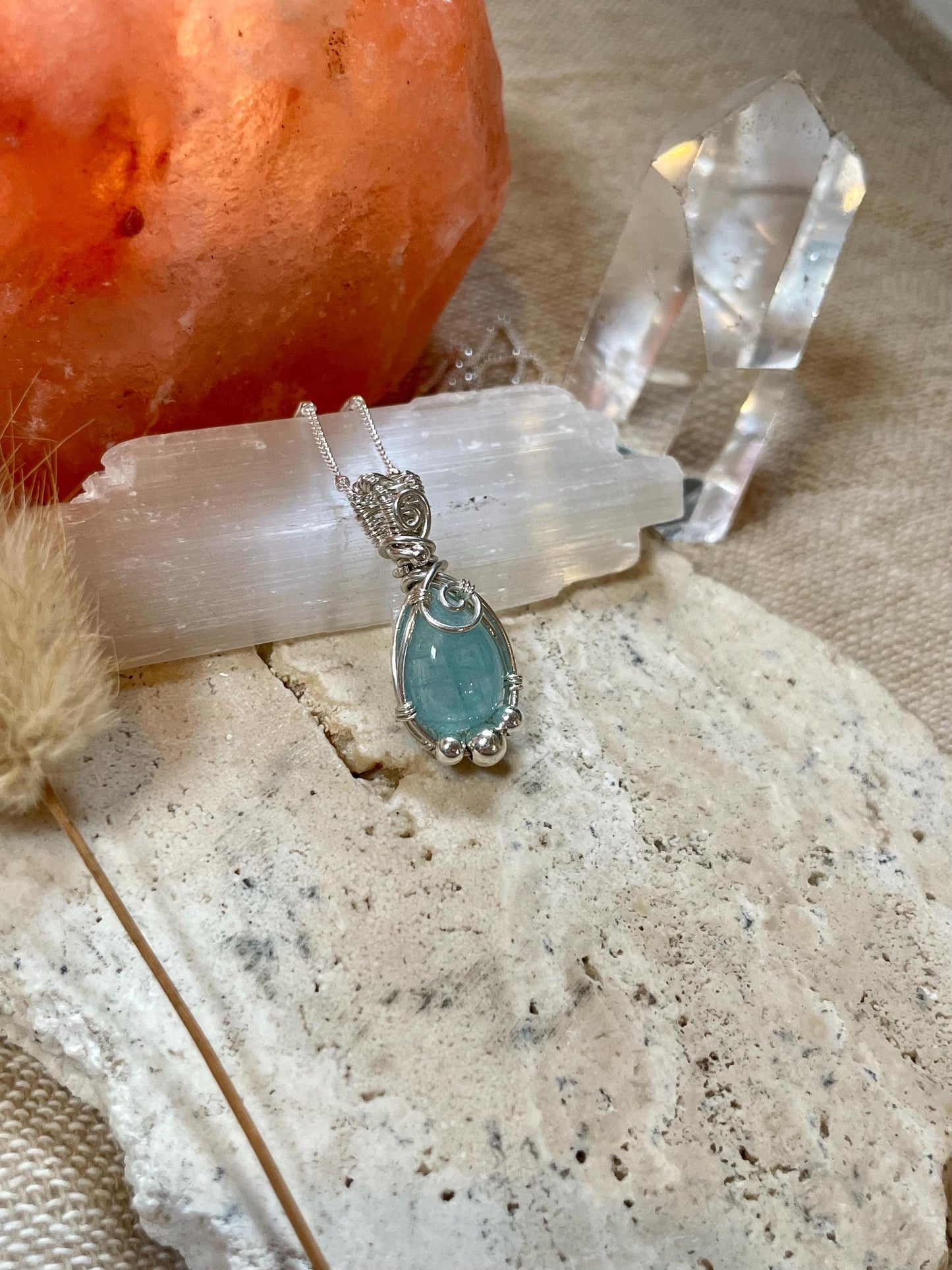 Aquamarine in Sterling Silver necklace, March birthstone, Beach inspired, Gift for her