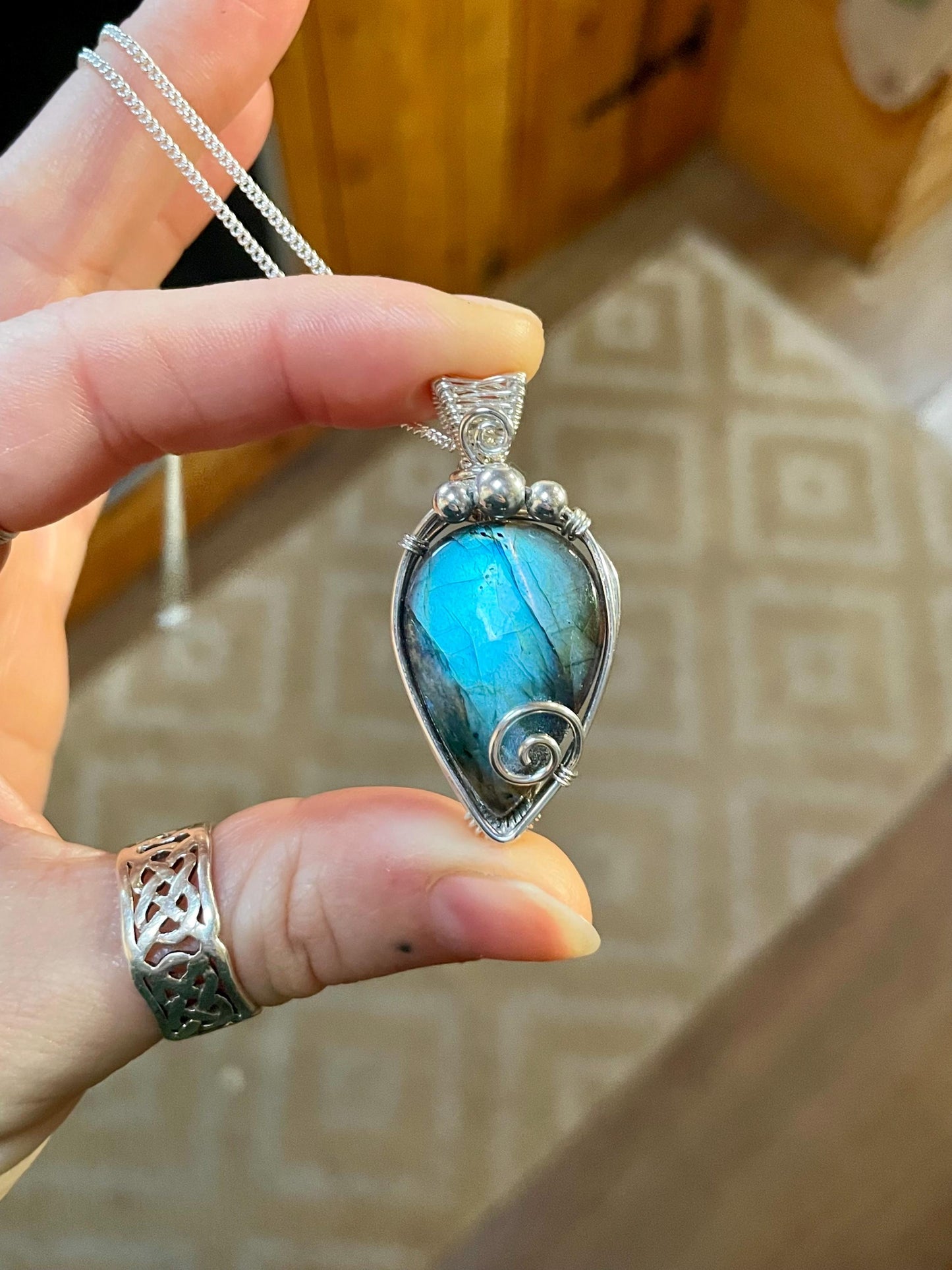 Hand made Labradorite Sterling Silver necklace, Libra crystal, Gift for her
