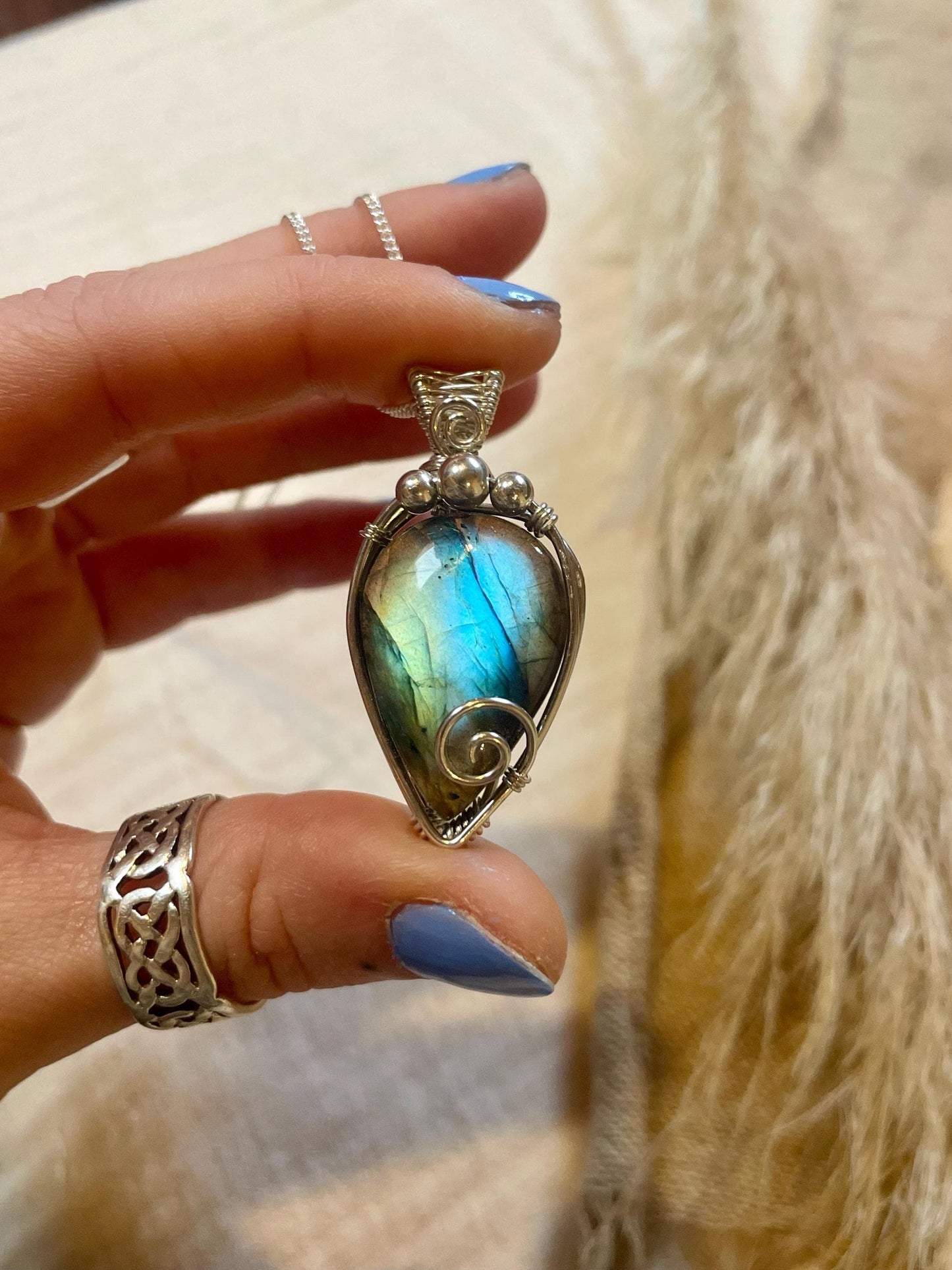 Hand made Labradorite Sterling Silver necklace, Libra crystal, Gift for her