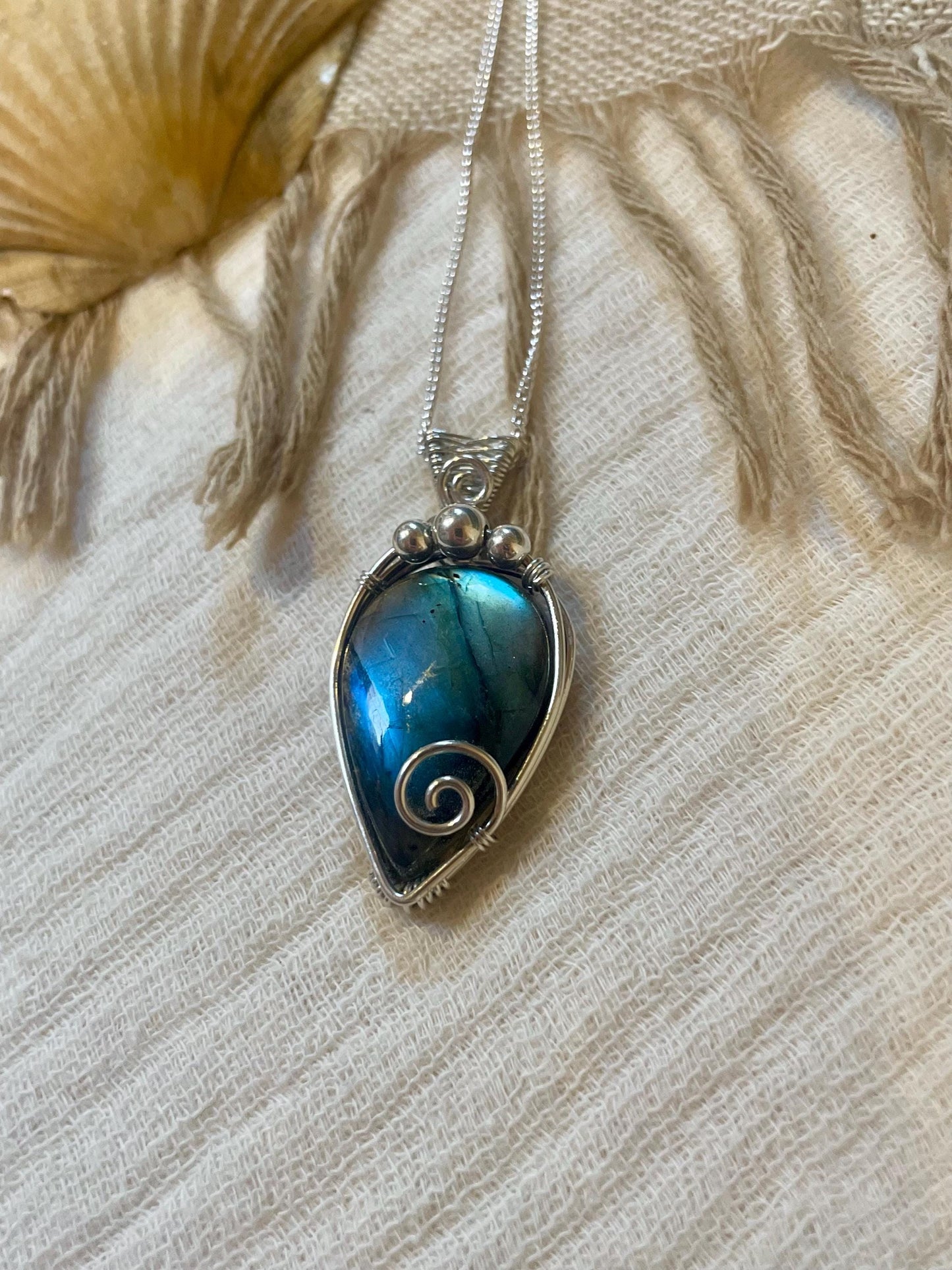 Hand made Labradorite Sterling Silver necklace, Libra crystal, Gift for her