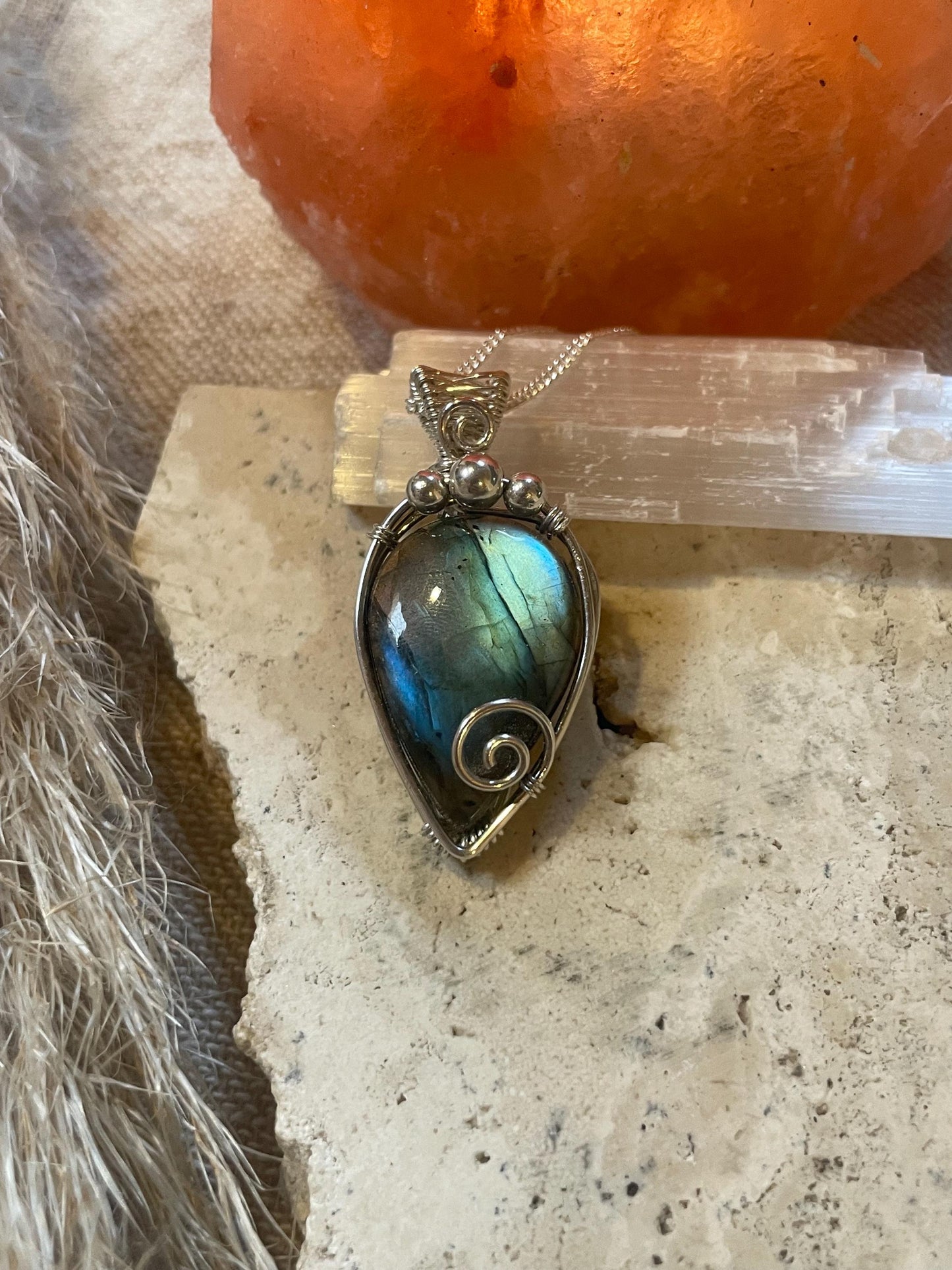 Hand made Labradorite Sterling Silver necklace, Libra crystal, Gift for her