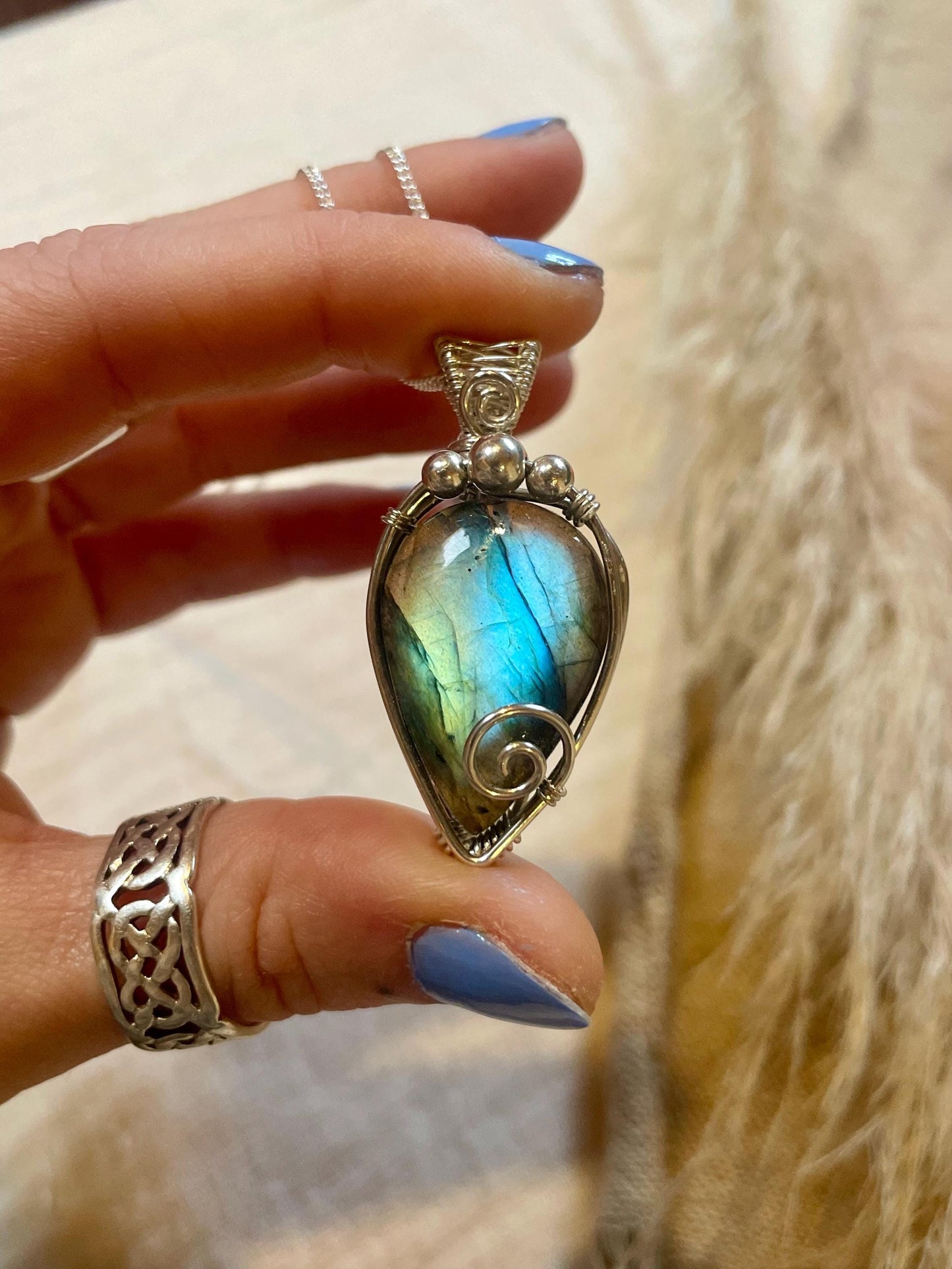 Hand made Labradorite Sterling Silver necklace, Libra crystal, Gift for her