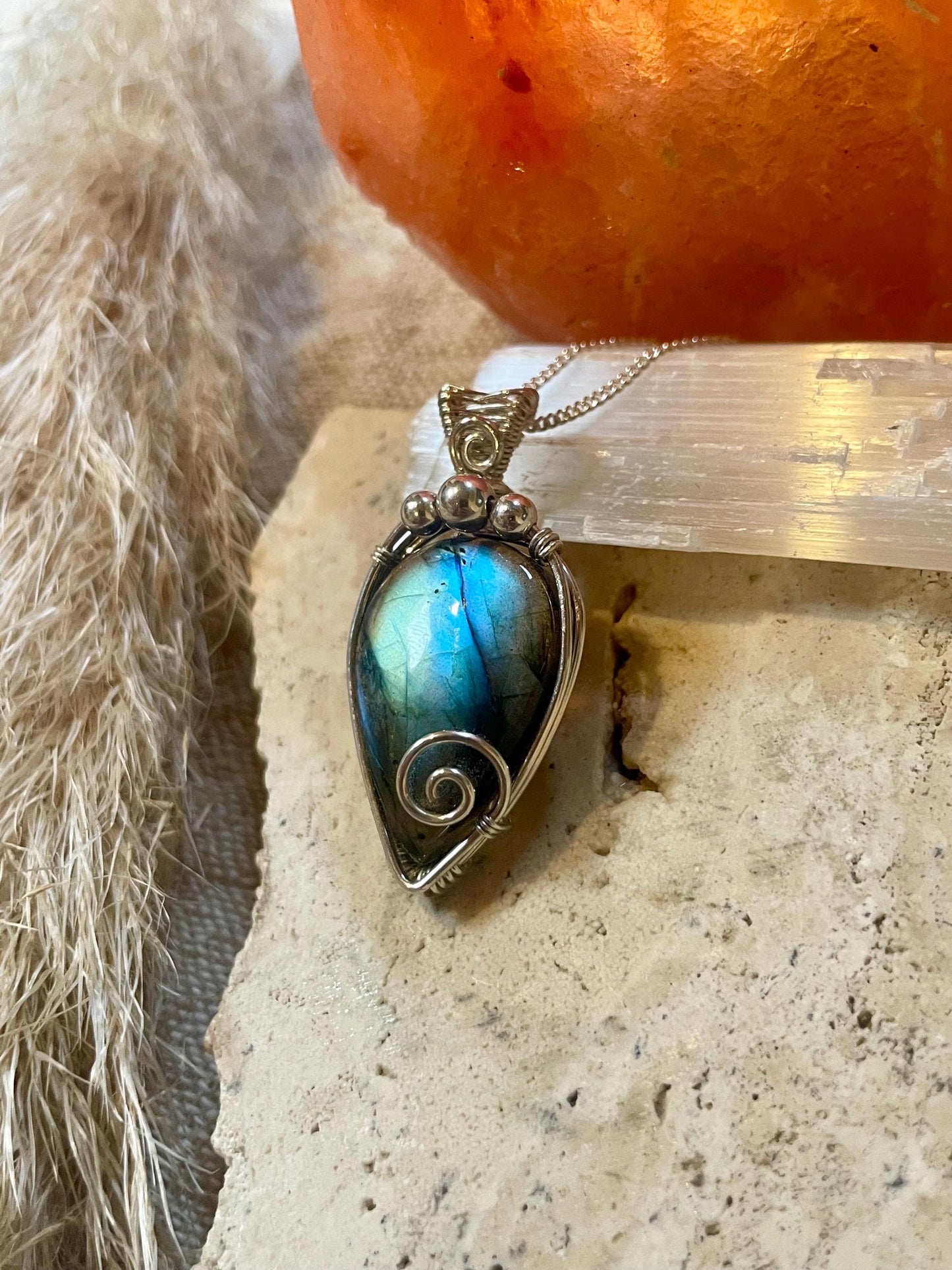 Hand made Labradorite Sterling Silver necklace, Libra crystal, Gift for her