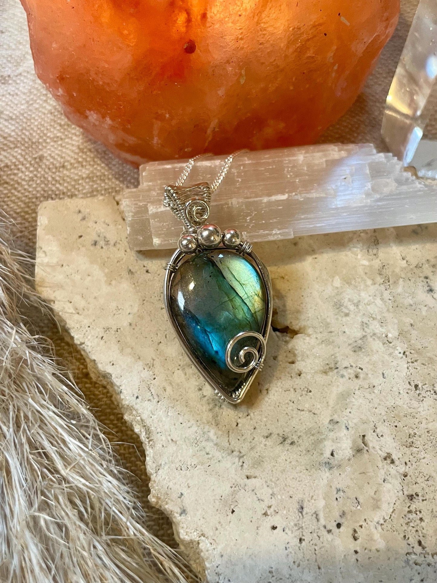 Hand made Labradorite Sterling Silver necklace, Libra crystal, Gift for her