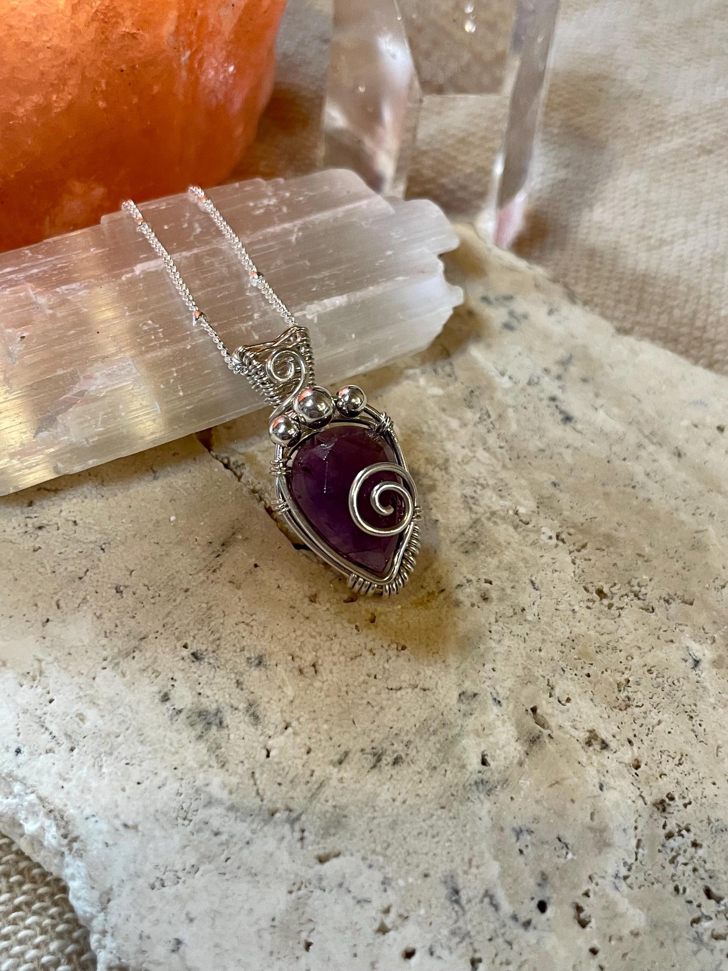 Amethyst in Sterling Silver necklace, Minimal dainty jewellery, February Birthstone