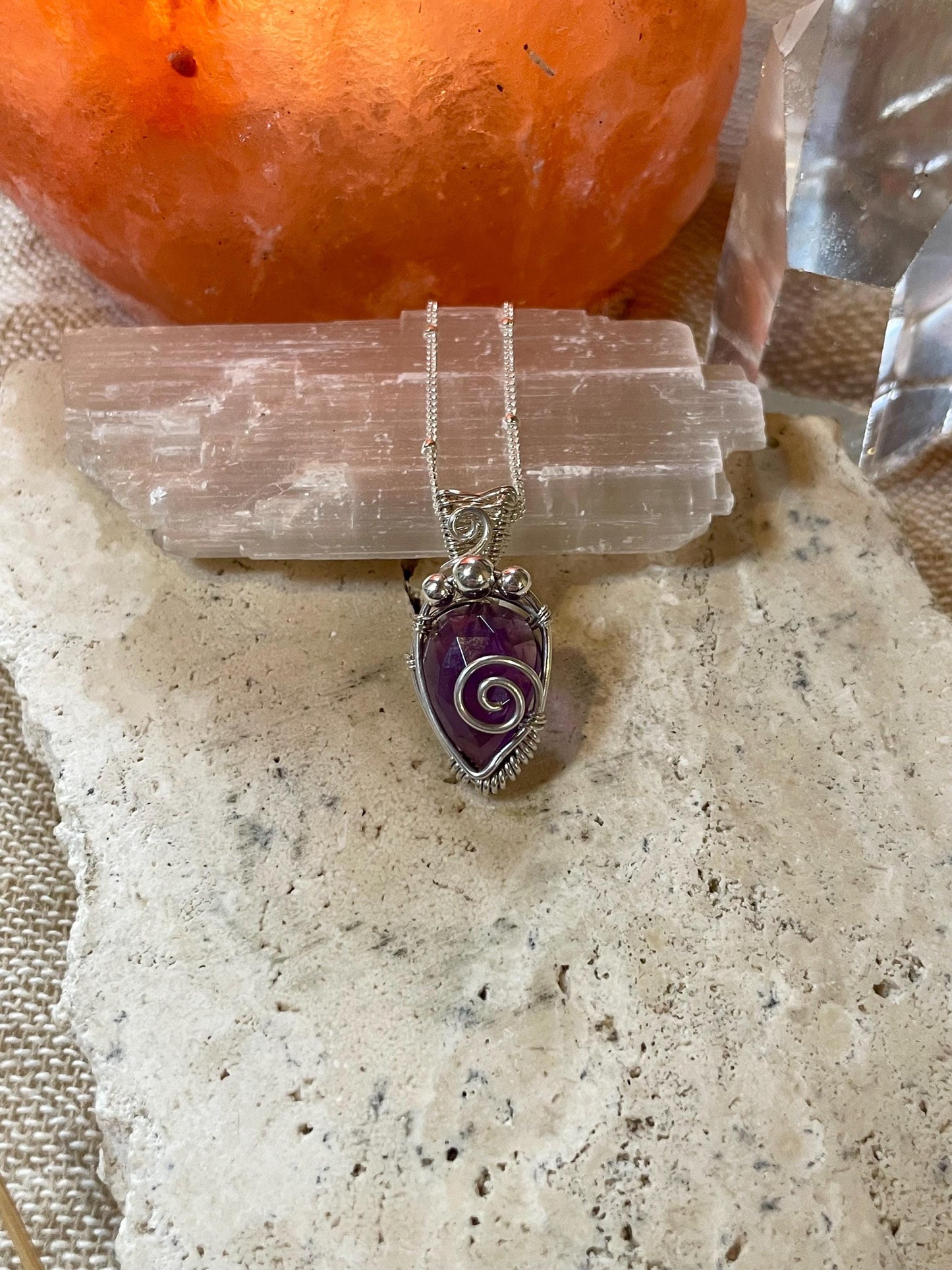 Amethyst in Sterling Silver necklace, Minimal dainty jewellery, February Birthstone