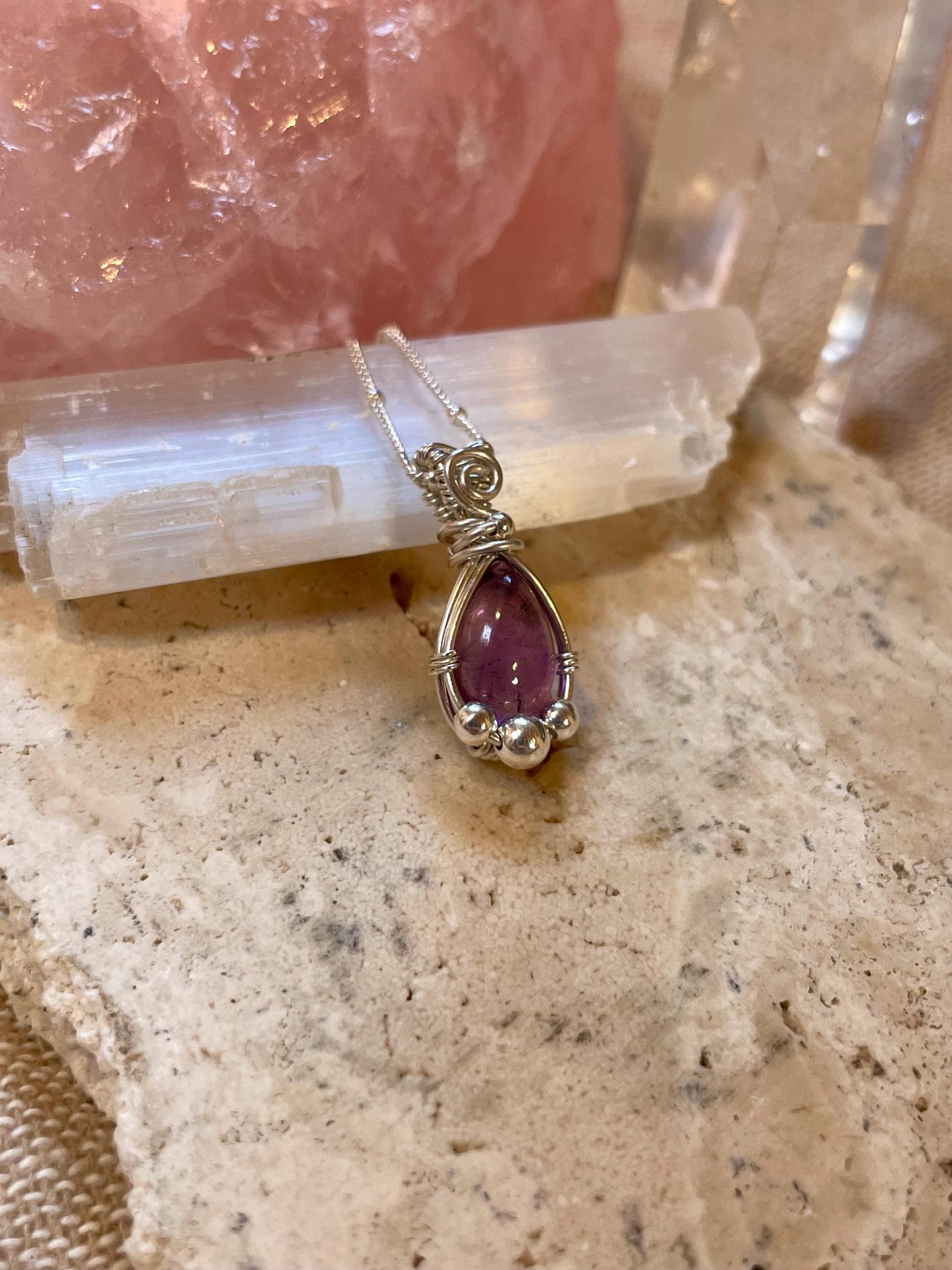 Amethyst in Sterling Silver necklace, Minimal dainty jewellery, February Birthstone