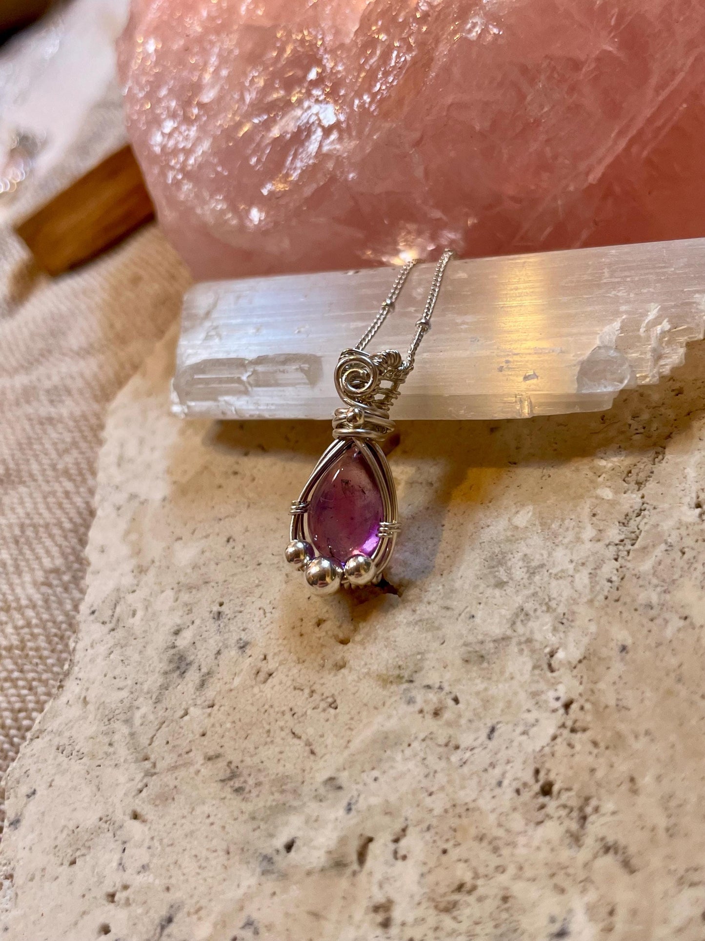 Amethyst in Sterling Silver necklace, Minimal dainty jewellery, February Birthstone