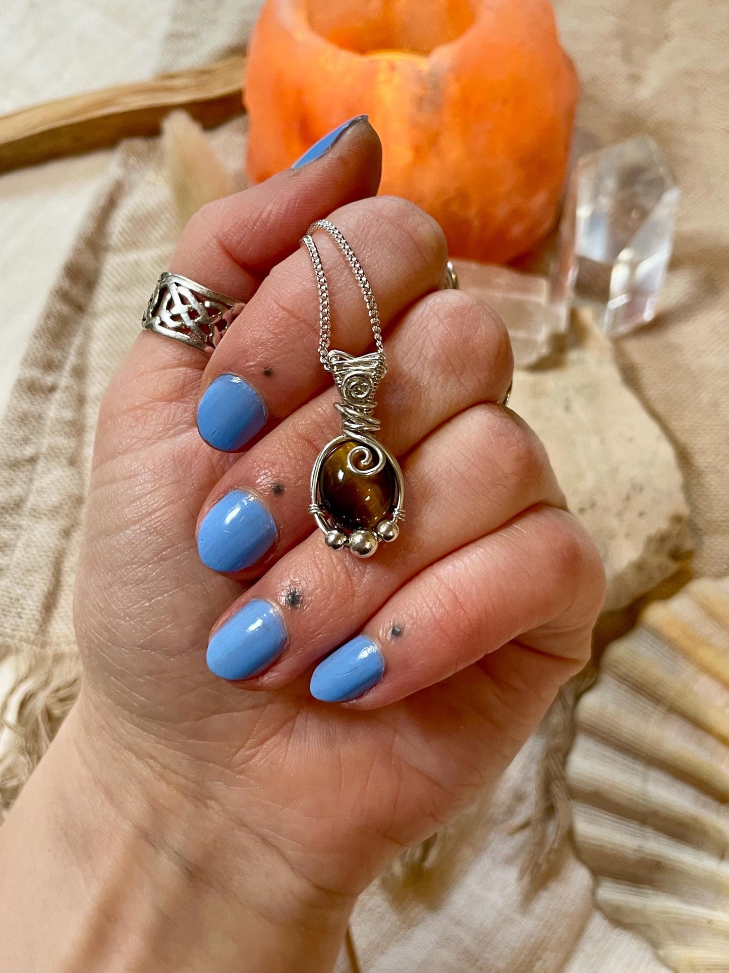 Tigers Eye in Sterling Silver, Grounding and Self Confidence, Gift for Her