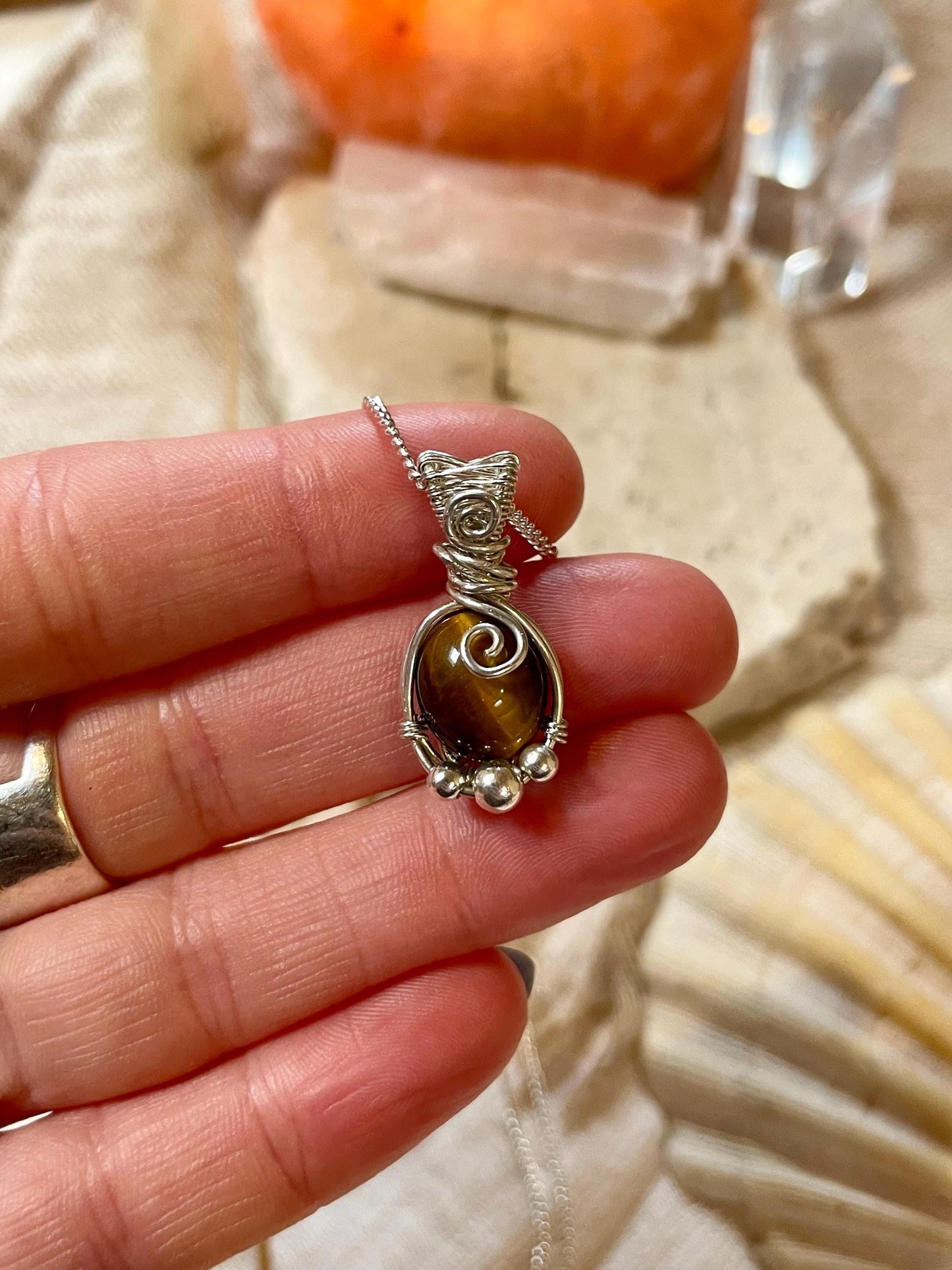 Tigers Eye in Sterling Silver, Grounding and Self Confidence, Gift for Her