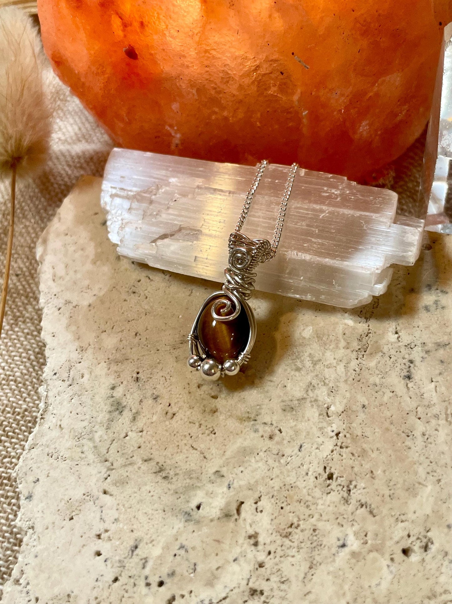 Tigers Eye in Sterling Silver, Grounding and Self Confidence, Gift for Her